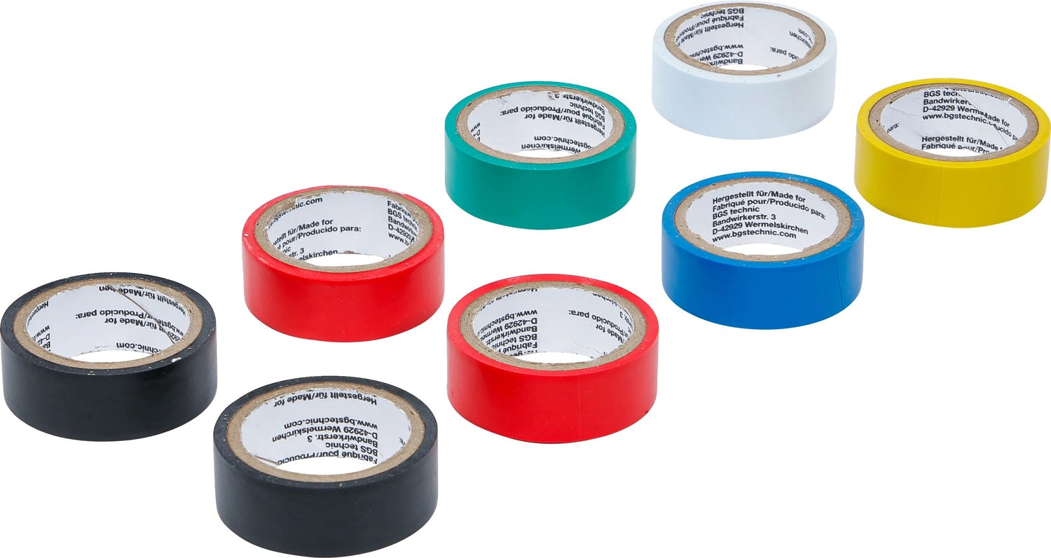 BGS DIY 80838 Sortiment COLOR Multi Klebeband Länge 3 Meter 8 Rollen / Packung