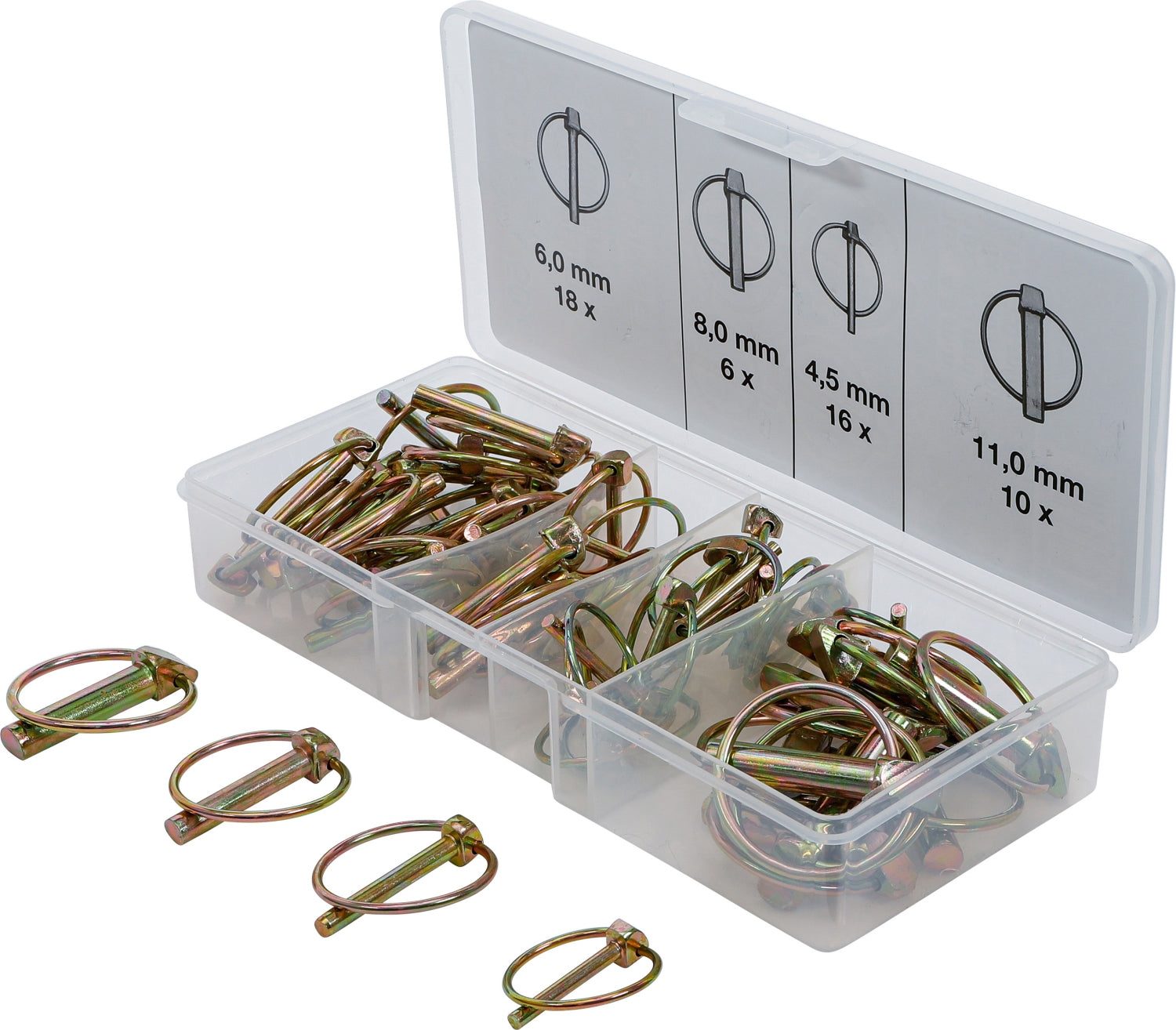 BGS 8087 Sortiment Klappsplinte / Klappstecker 4 Größen 50 teilig