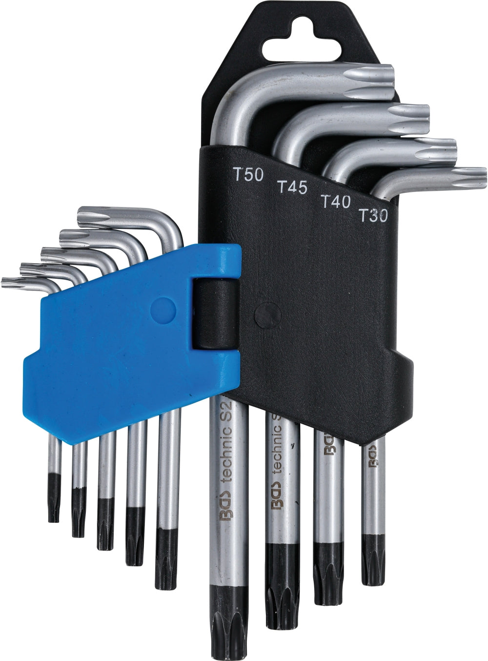 BGS 809 Satz Winkelschlüssel T-Profil (für Torx) kurz mit Bohrung T10 - T50 9 teilig