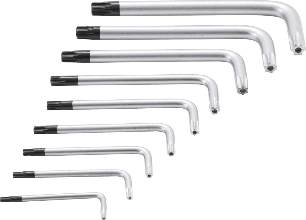 BGS 809 Satz Winkelschlüssel T-Profil (für Torx) kurz mit Bohrung T10 - T50 9 teilig