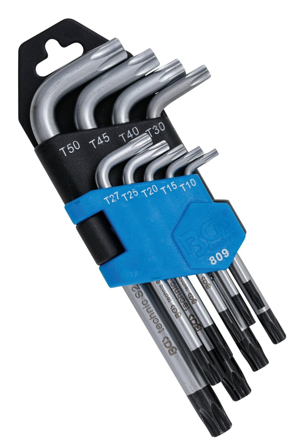 BGS 809 Satz Winkelschlüssel T-Profil (für Torx) kurz mit Bohrung T10 - T50 9 teilig