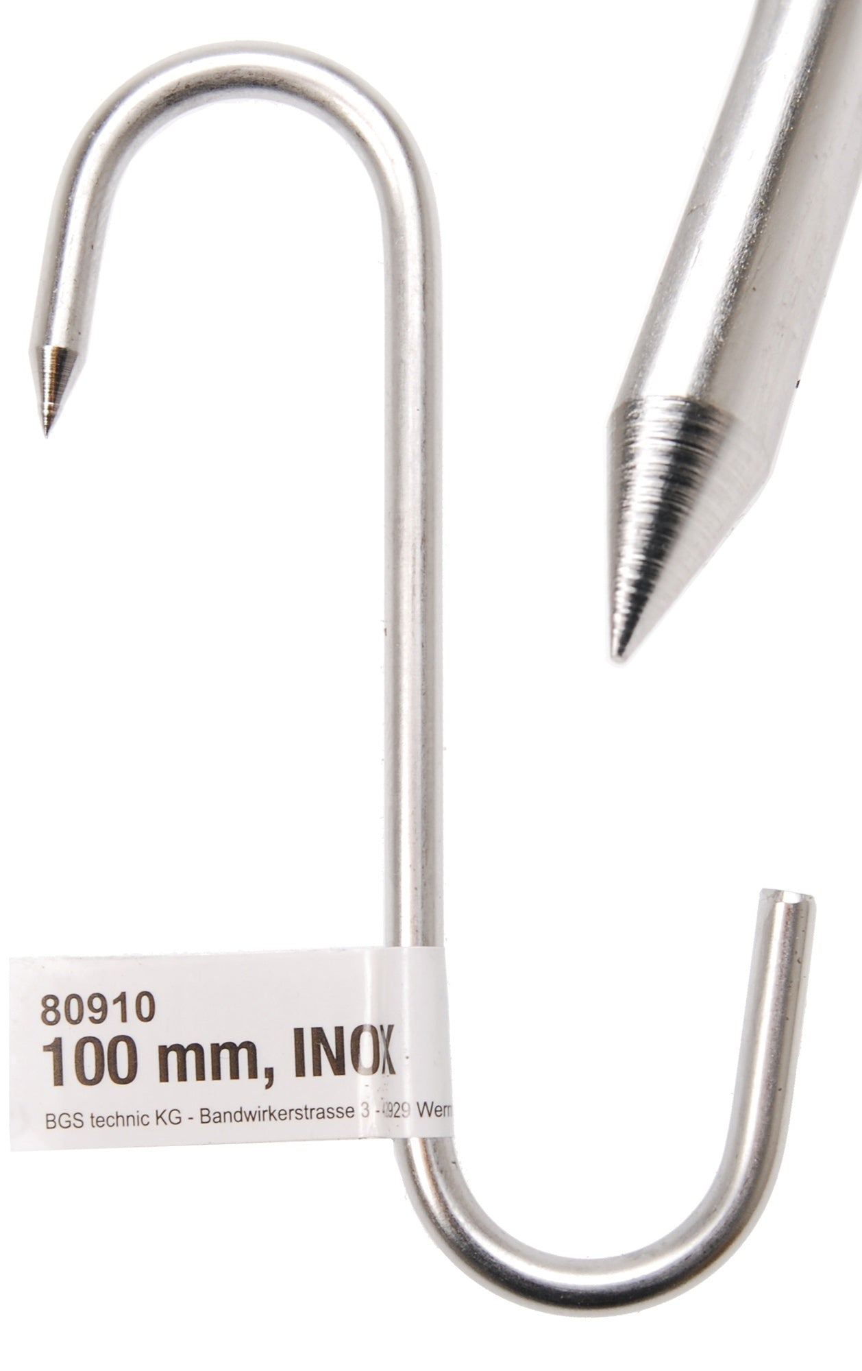 BGS DIY 80910 Fleischerhaken Metzgerhaken INOX 100mm