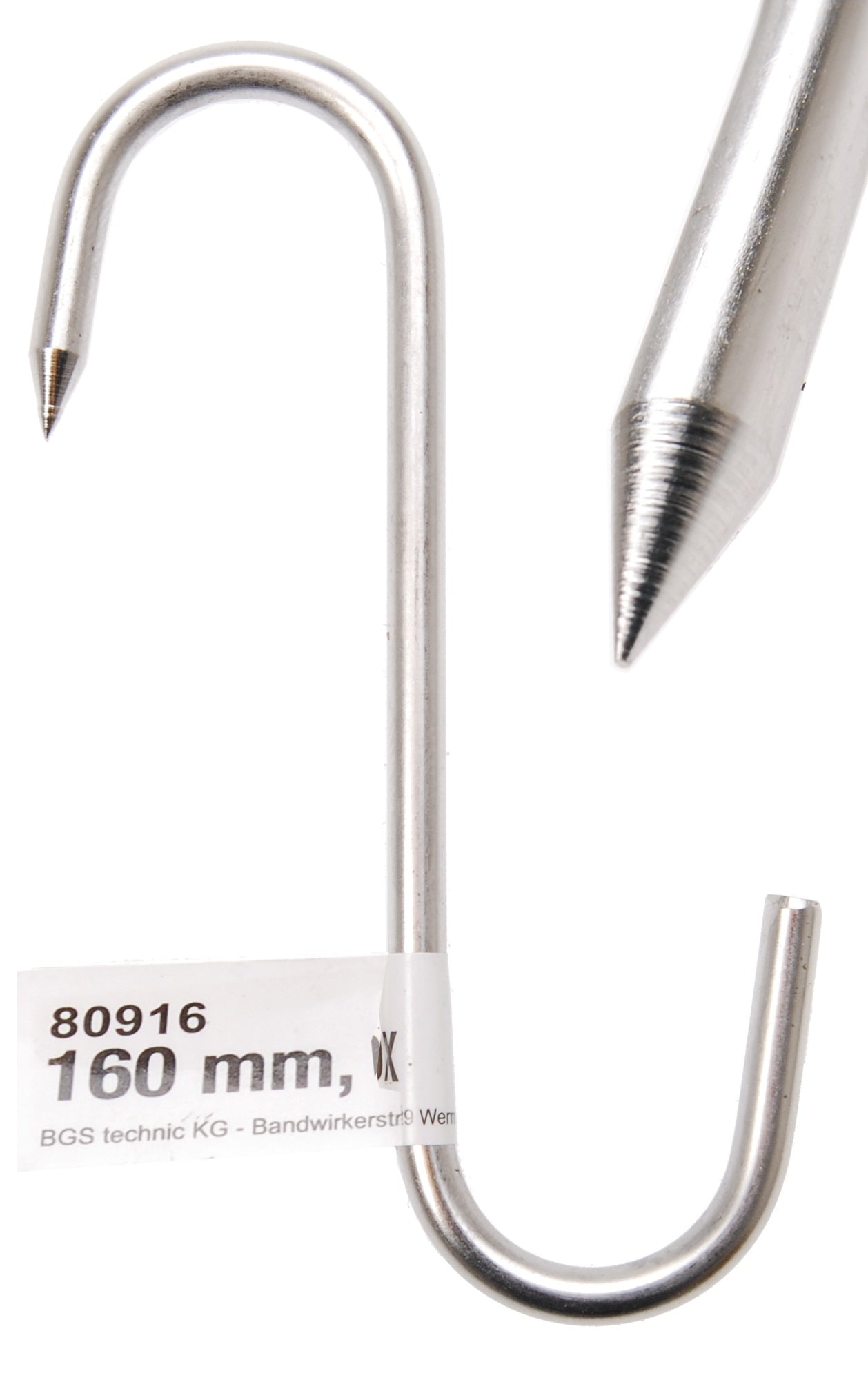 BGS DIY 80916 Fleischerhaken Metzgerhaken INOX 160mm