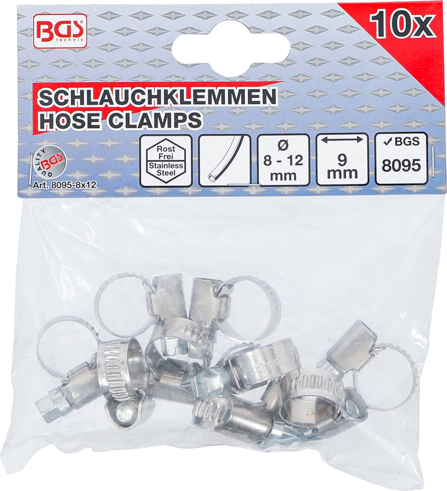 BGS 8095-8x12 Schlauchklemmen rostfrei 8 x 12mm 10 teilig
