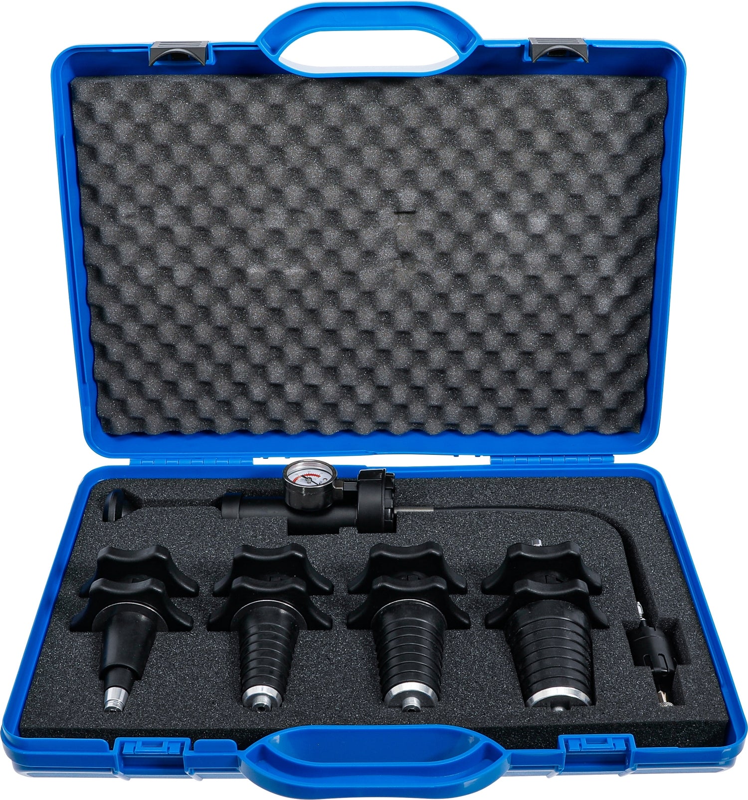 BGS 8096 Satz Universal Abdrückwerkzeug für Kühlsystem inklusive Pumpe mit Schnellkupplung und Druckablassventil