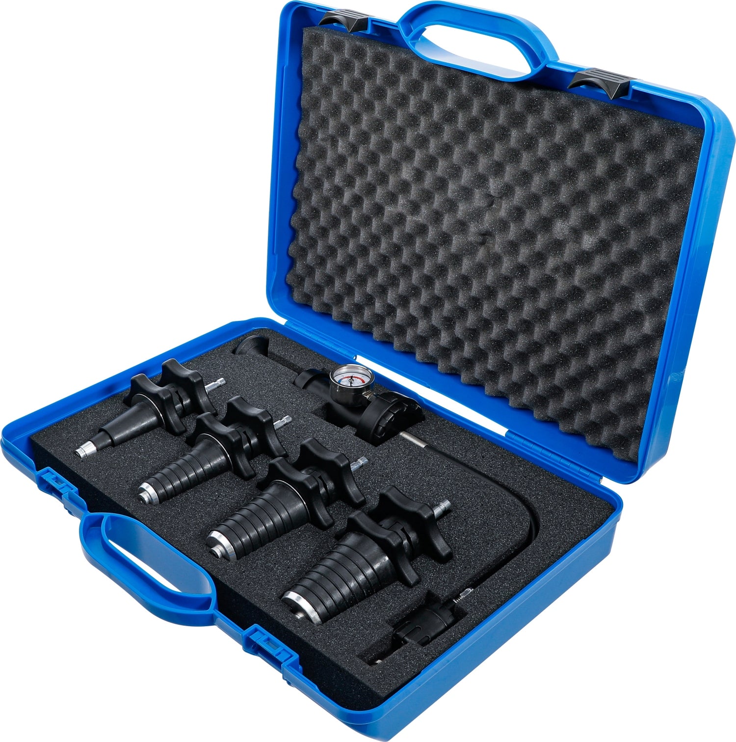 BGS 8096 Satz Universal Abdrückwerkzeug für Kühlsystem inklusive Pumpe mit Schnellkupplung und Druckablassventil