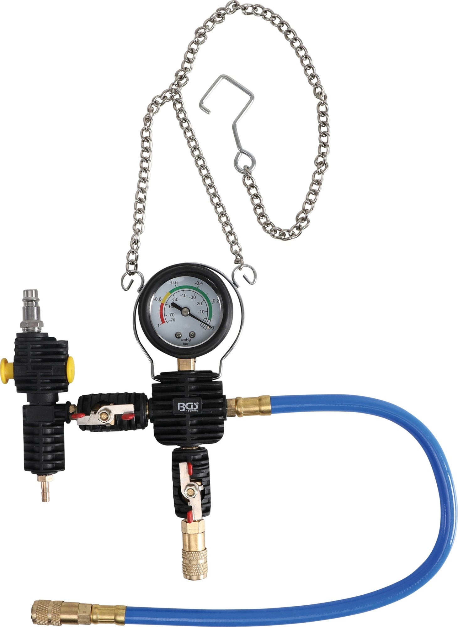 BGS 8098-1 Befüllarmatur für Kühlsystem mit Ventilen, Anschlüssen und Messuhr