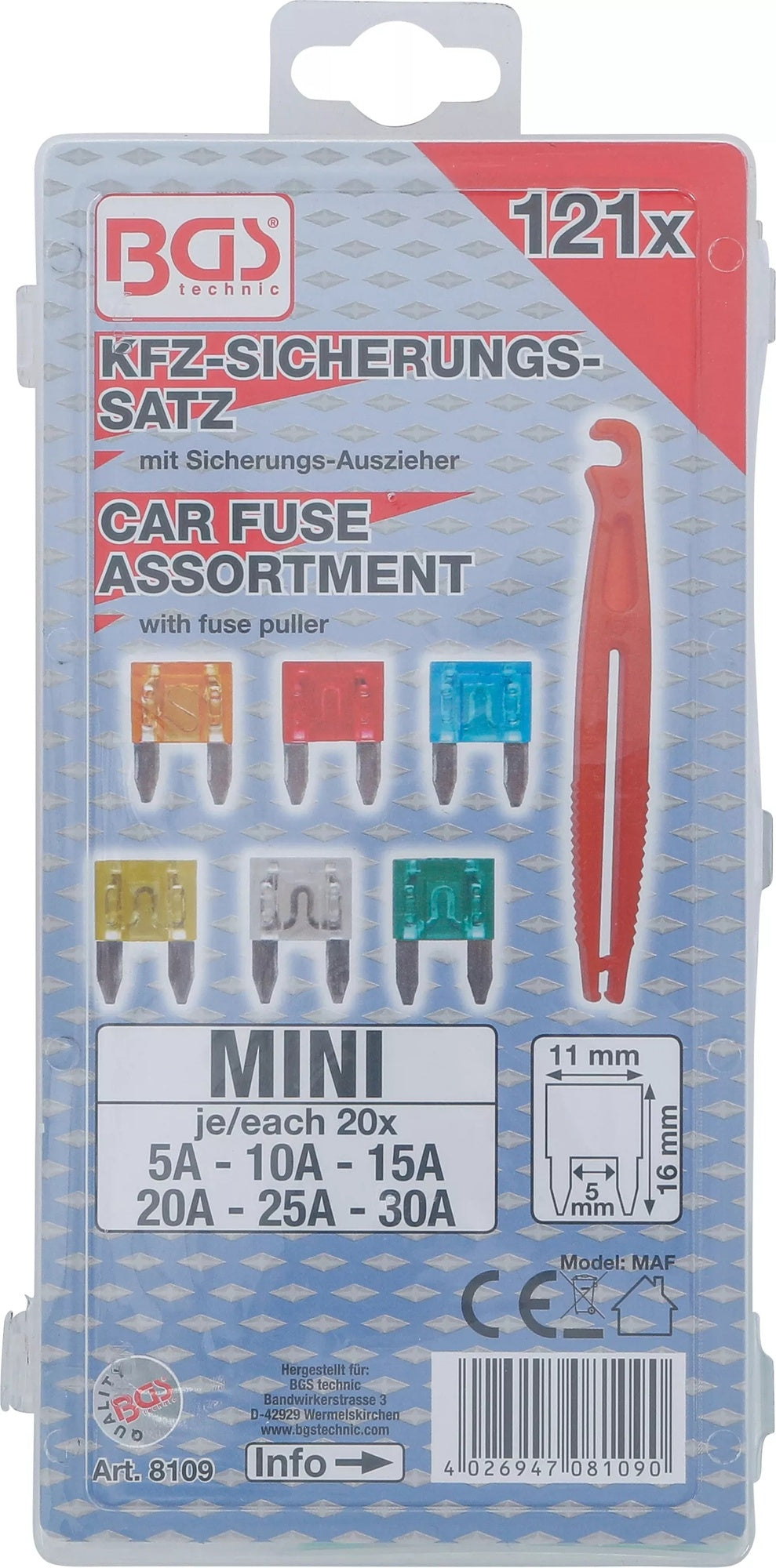 BGS 8109 Sortiment Kfz Sicherungen Mini 121 teilig
