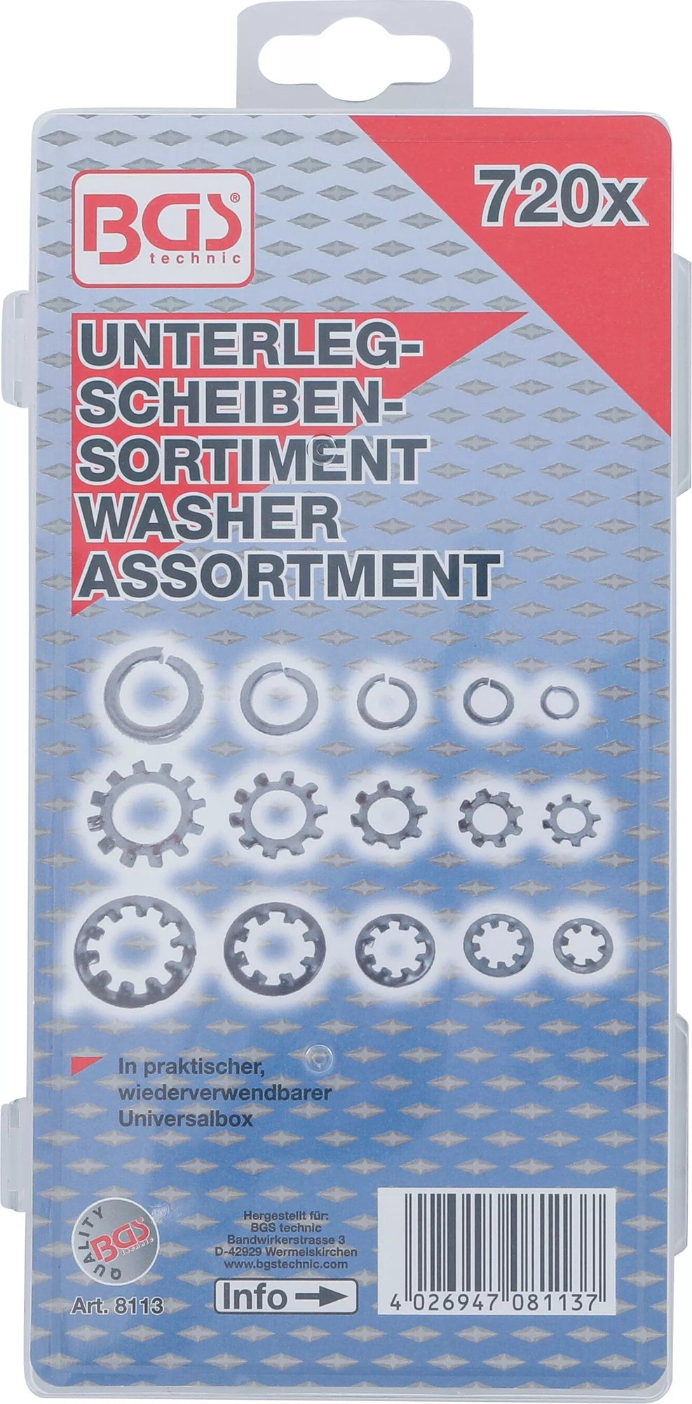 BGS 8113 Sortiment Unterlegscheiben Typ Feder Stern Haltescheiben 720 teilig