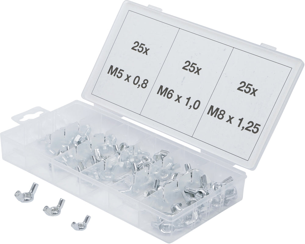 BGS 8133 Sortiment Flügelmuttern M5 M6 M8 75 teilig in Kunststoffbox