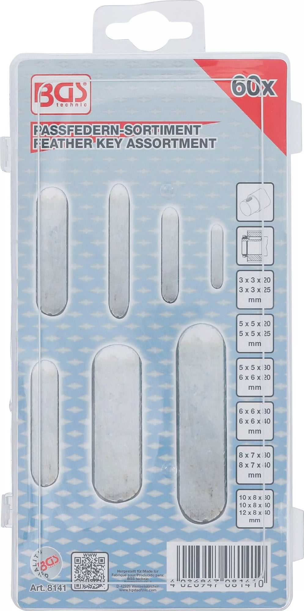 BGS 8141 Sortiment Passfedern 60 teilig