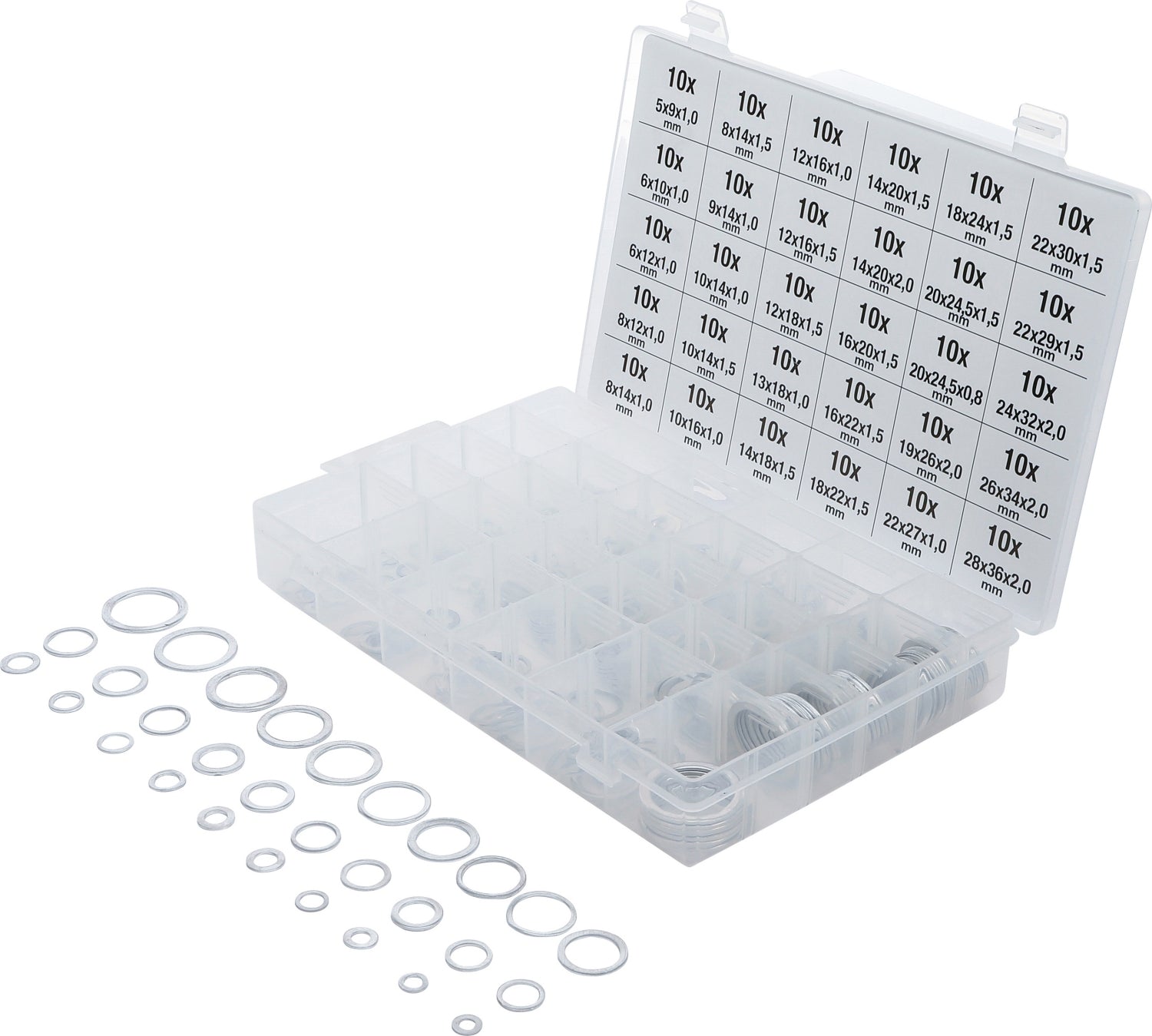 BGS 8143 Sortiment Aluminium Dichtringe für Ölablassschrauben 300 teilig Rechteck Profil