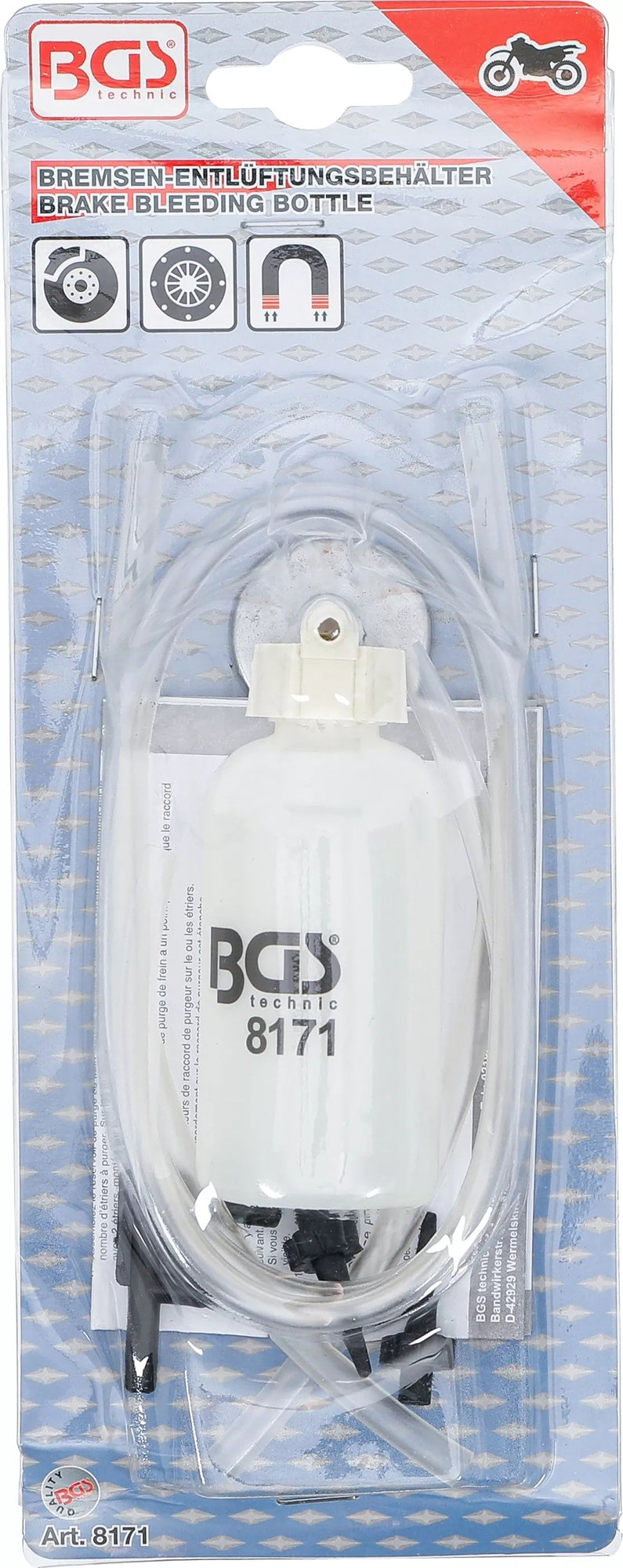 BGS 8171 Bremsenentlüftungsbehälter für Motorrad 3 Adaptern und Magnet