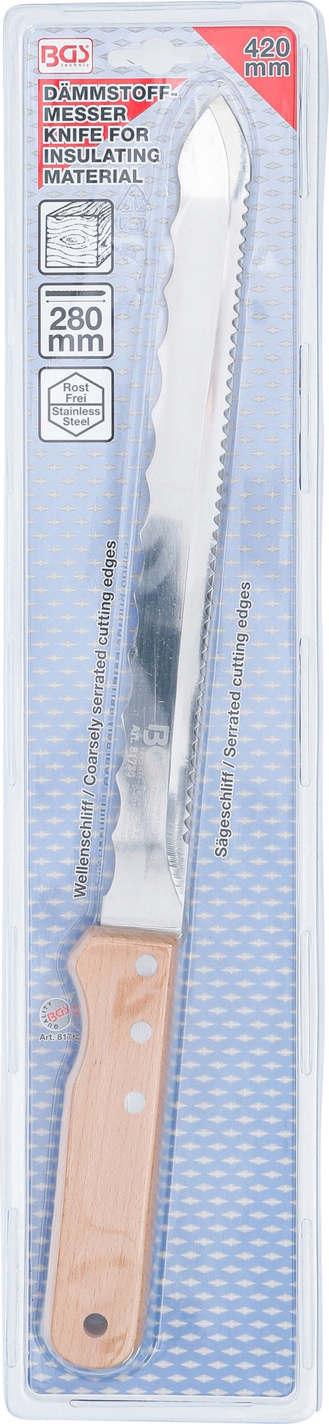 BGS 81730 Dämmstoffmesser Länge 420mm mit Holzgriff