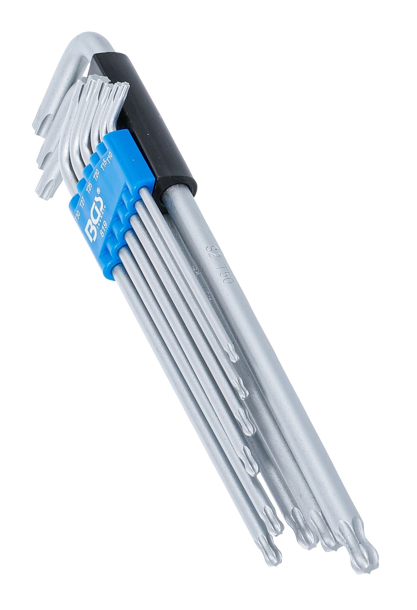 BGS 819 Satz Winkelschlüssel extra lang T-Profil (für Torx) mit Kugelkopf T10 - T50 9 teilig