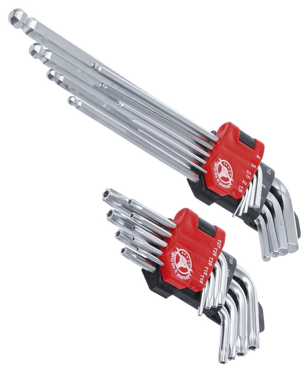 BGS DIY 822 Satz Innensechskant Winkelschlüssel lang metrisch T-Profil (für Torx) T10 - T50 18-teilig