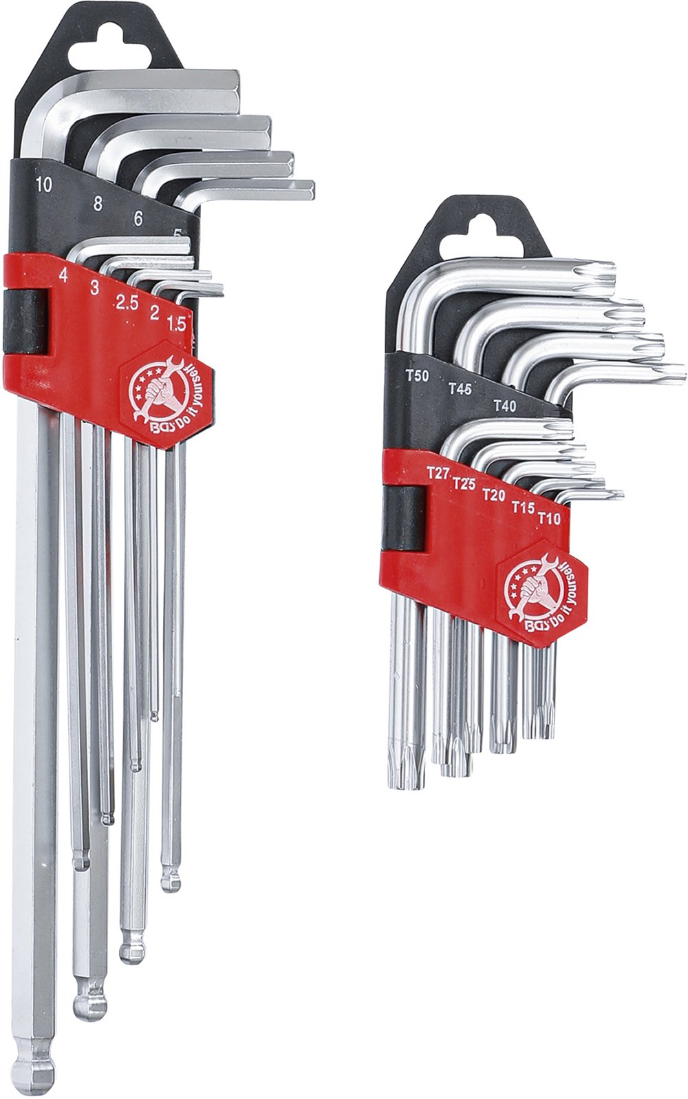 BGS DIY 822 Satz Innensechskant Winkelschlüssel lang metrisch T-Profil (für Torx) T10 - T50 18-teilig