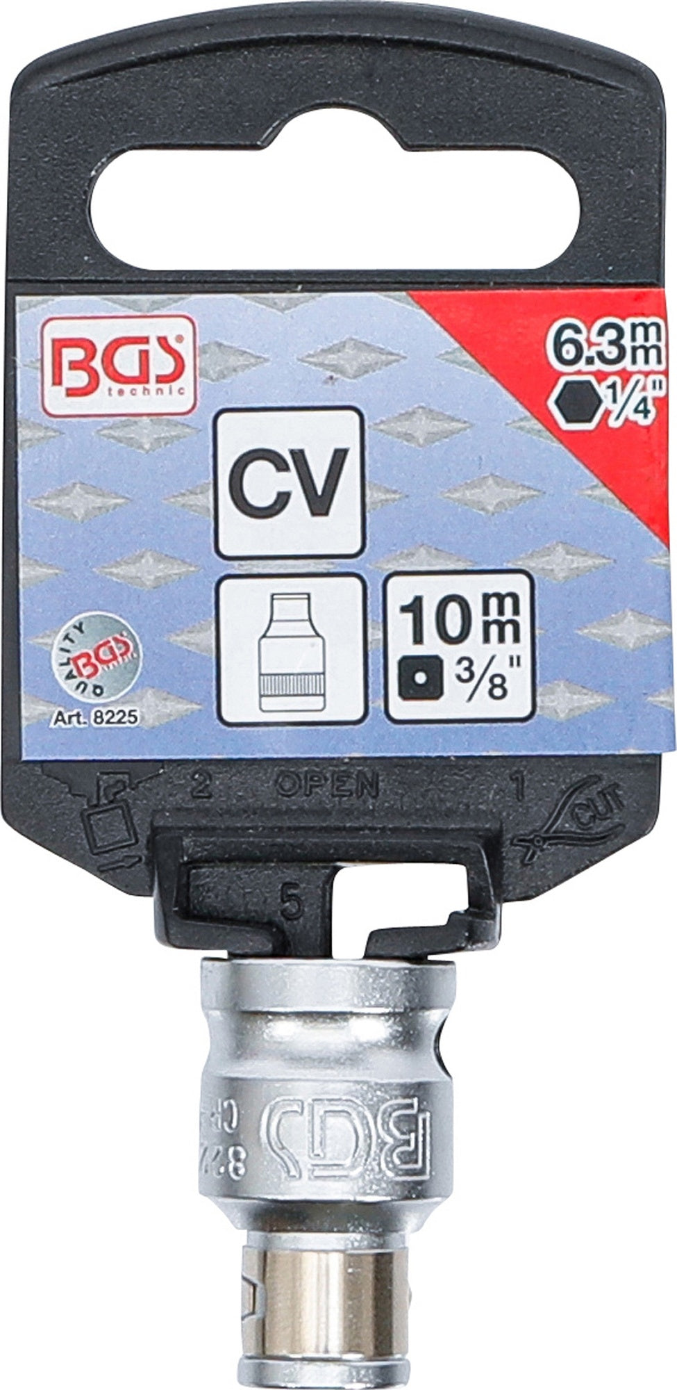 BGS 8225 Bit Adapter mit Haltekugel Antrieb 10mm (3/8") auf Innensechskant 6,3mm (1/4")