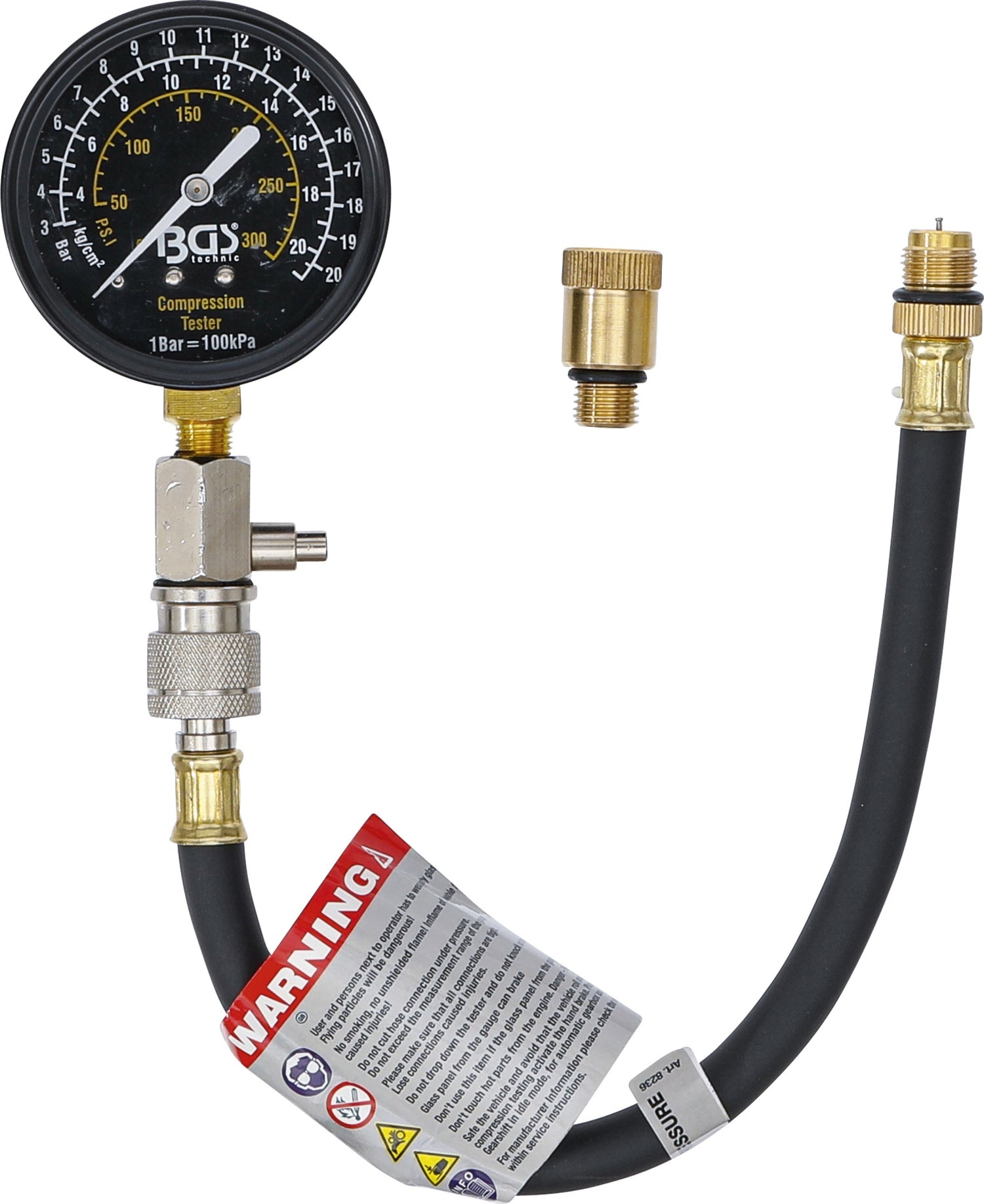 BGS 8236 Kompressionstester mit Adapter auf M12 + M14