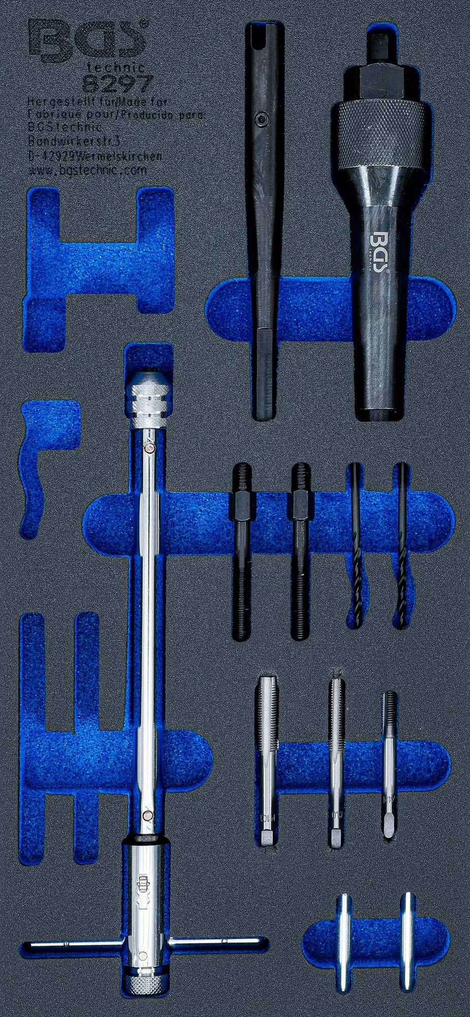 BGS 8297 Satz Werkzeug für Montage Demontage von Glühkerzen Reparatur von Glühkerzengewinden M8 M10