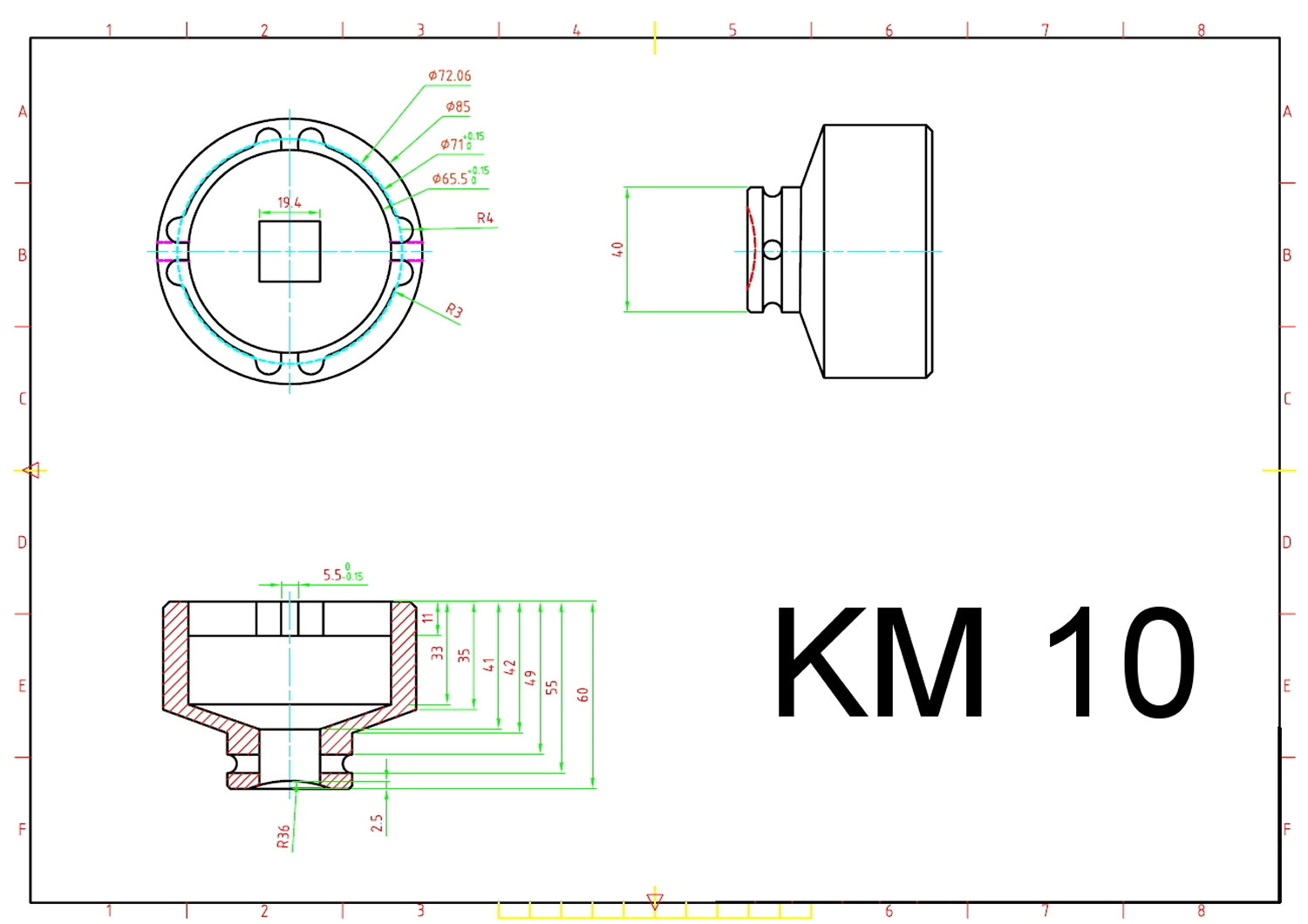 BGS 8327-10 Schlüssel für Nutmuttern Zapfen innen liegend KM10