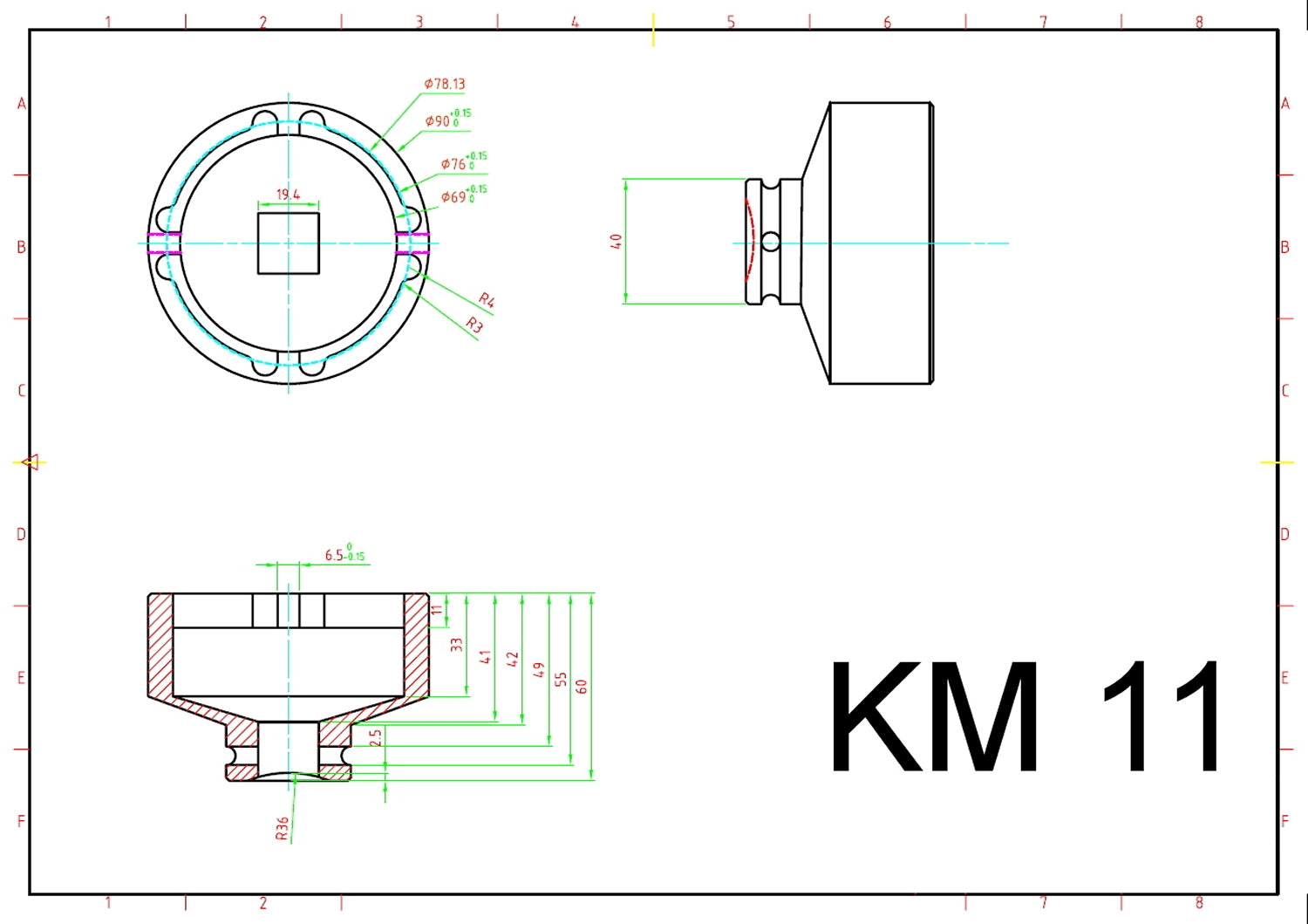 BGS 8327-11 Schlüssel für Nutmuttern Zapfen innen liegend KM11