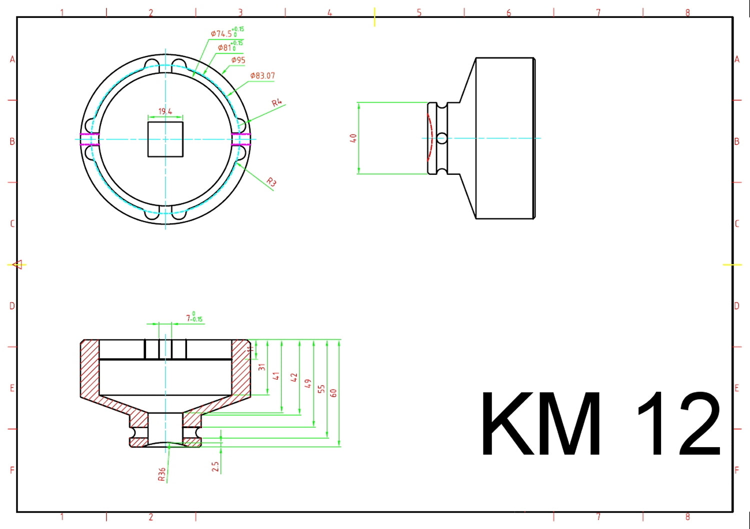 BGS 8327-12 Schlüssel für Nutmuttern Zapfen innen liegend KM12
