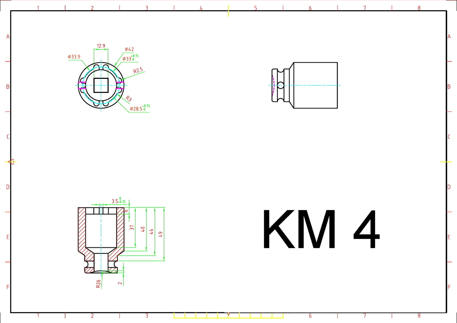 BGS 8327-4 Schlüssel für Nutmuttern Zapfen innen liegend KM4