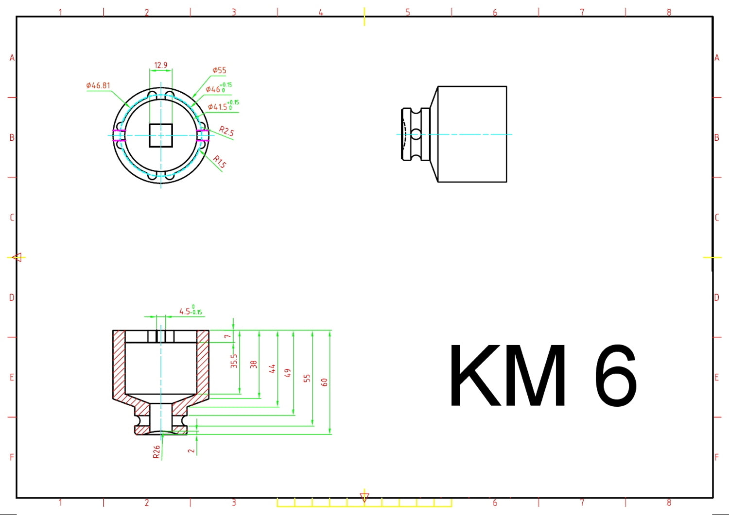BGS 8327-6 Schlüssel für Nutmuttern Zapfen innen liegend KM6