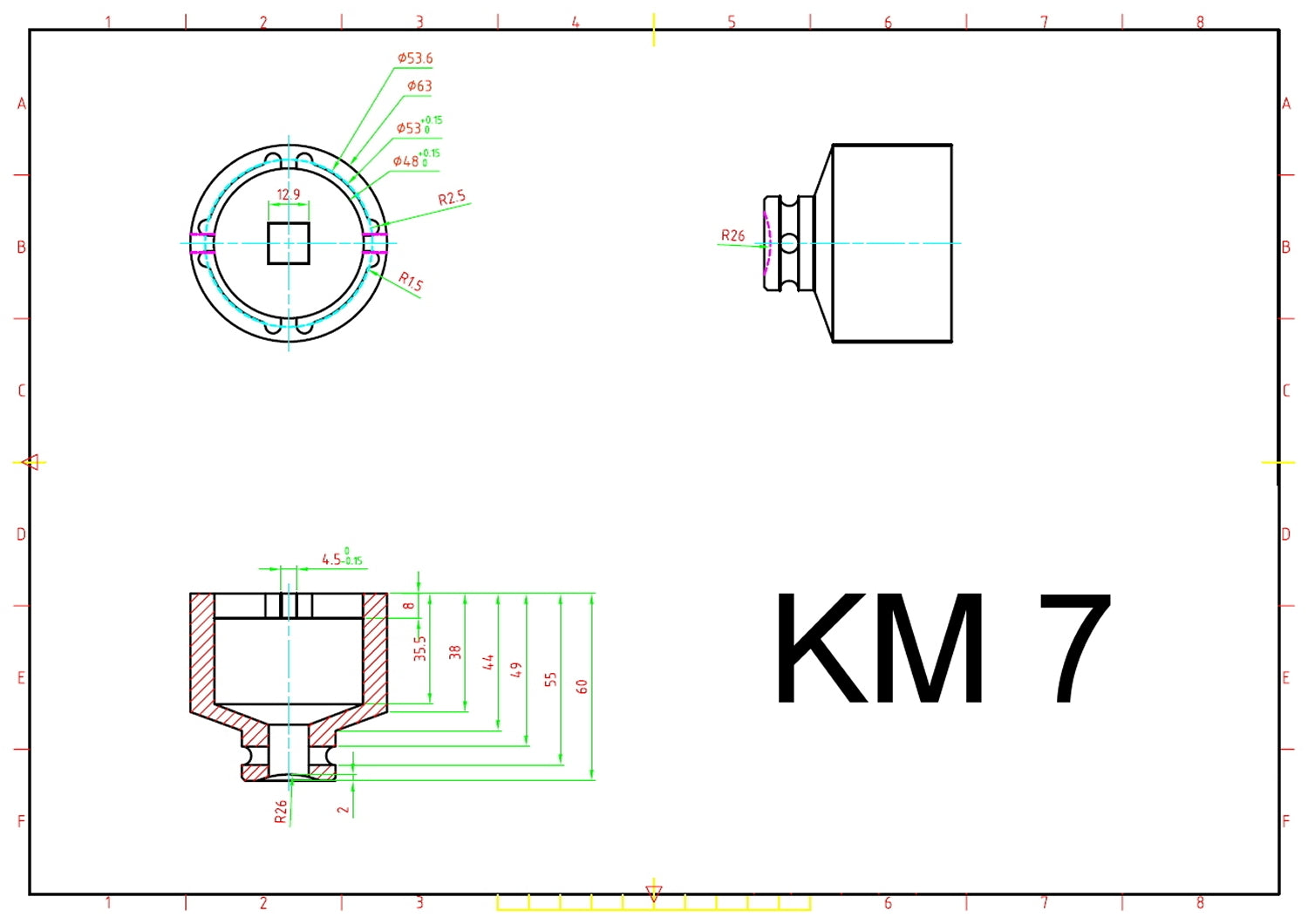 BGS 8327-7 Schlüssel für Nutmuttern Zapfen innen liegend KM7