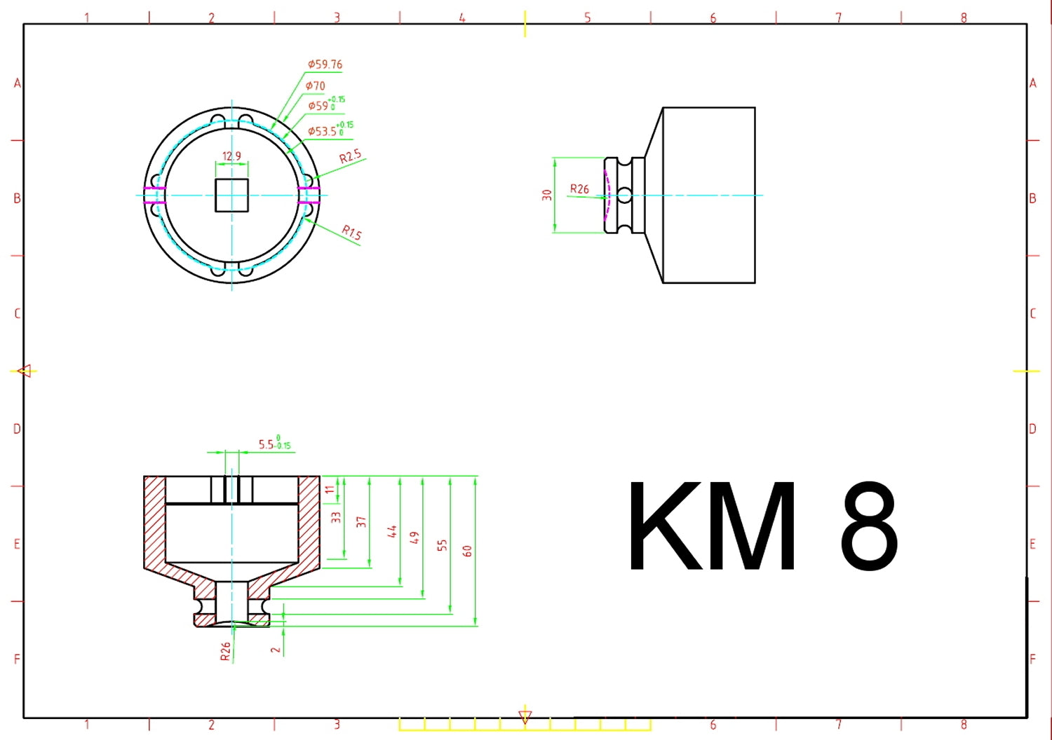 BGS 8327-8 Schlüssel für Nutmuttern Zapfen innen liegend KM8