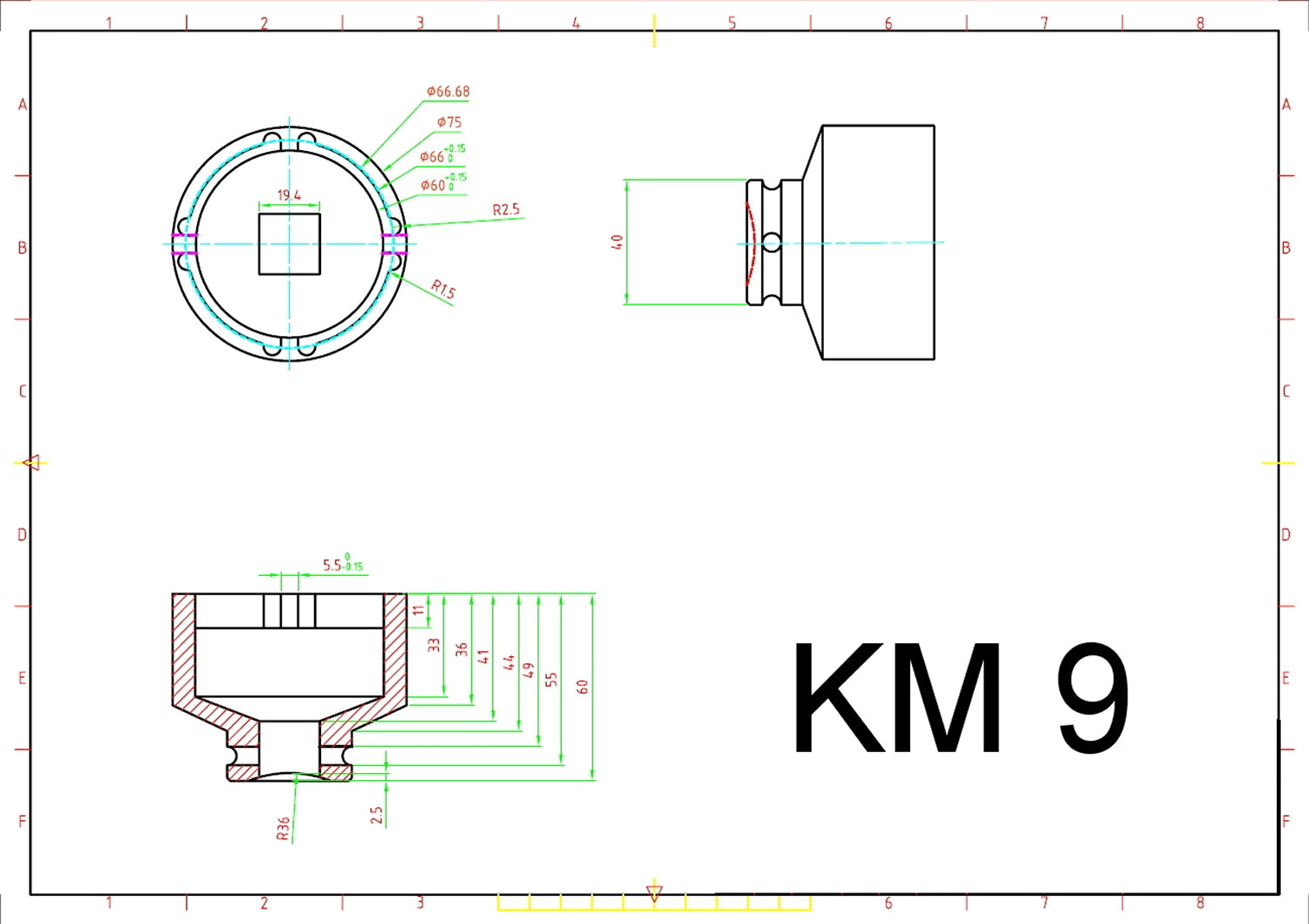 BGS 8327-9 Schlüssel für Nutmuttern Zapfen innen liegend KM9