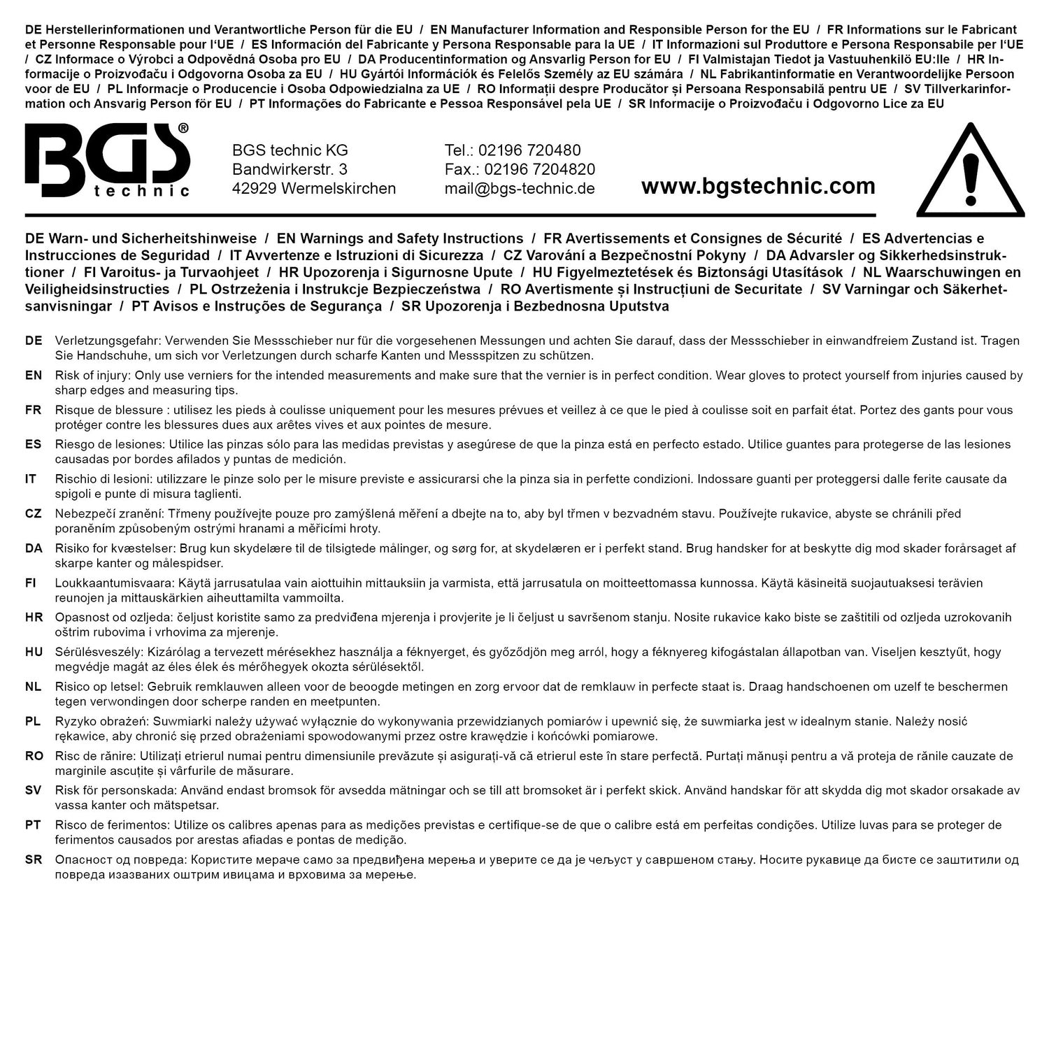 BGS 8367 Lochkreis Messschieber für Stahl- und Alufelgen