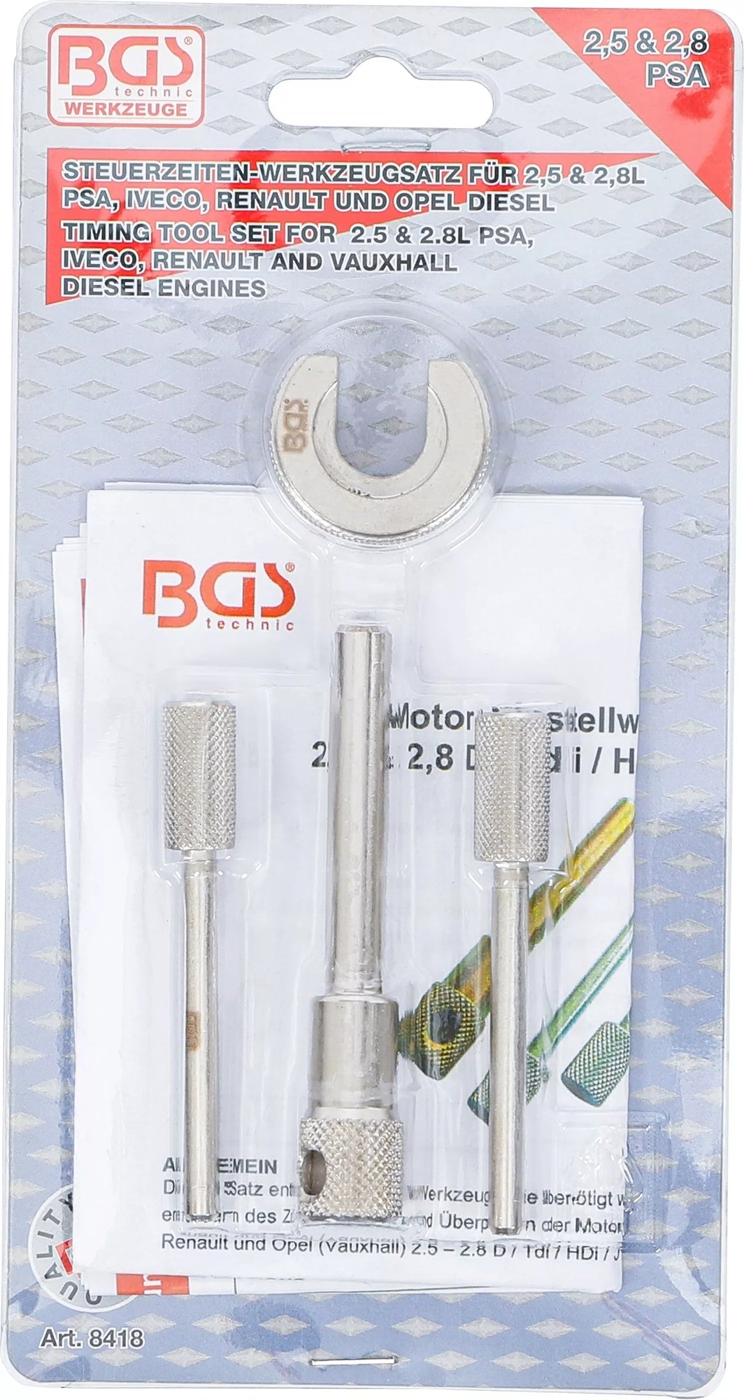 BGS 8418 Satz Einstellwerkzeug für Motor PSA 2.5L, 2.8L Diesel