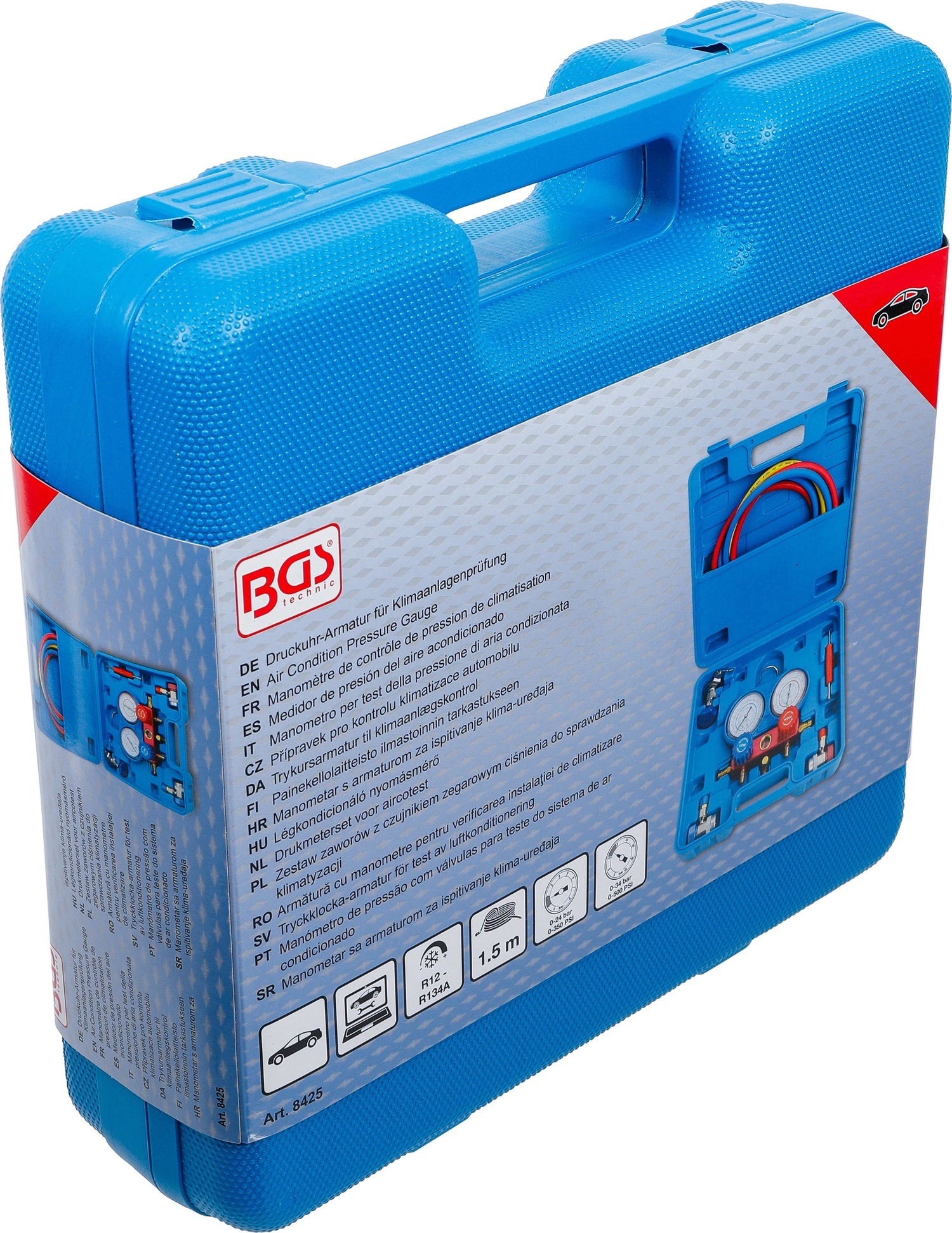 BGS 8425 Druckuhr Armatur für Klimaanlagenprüfung inkl. Schläuchen