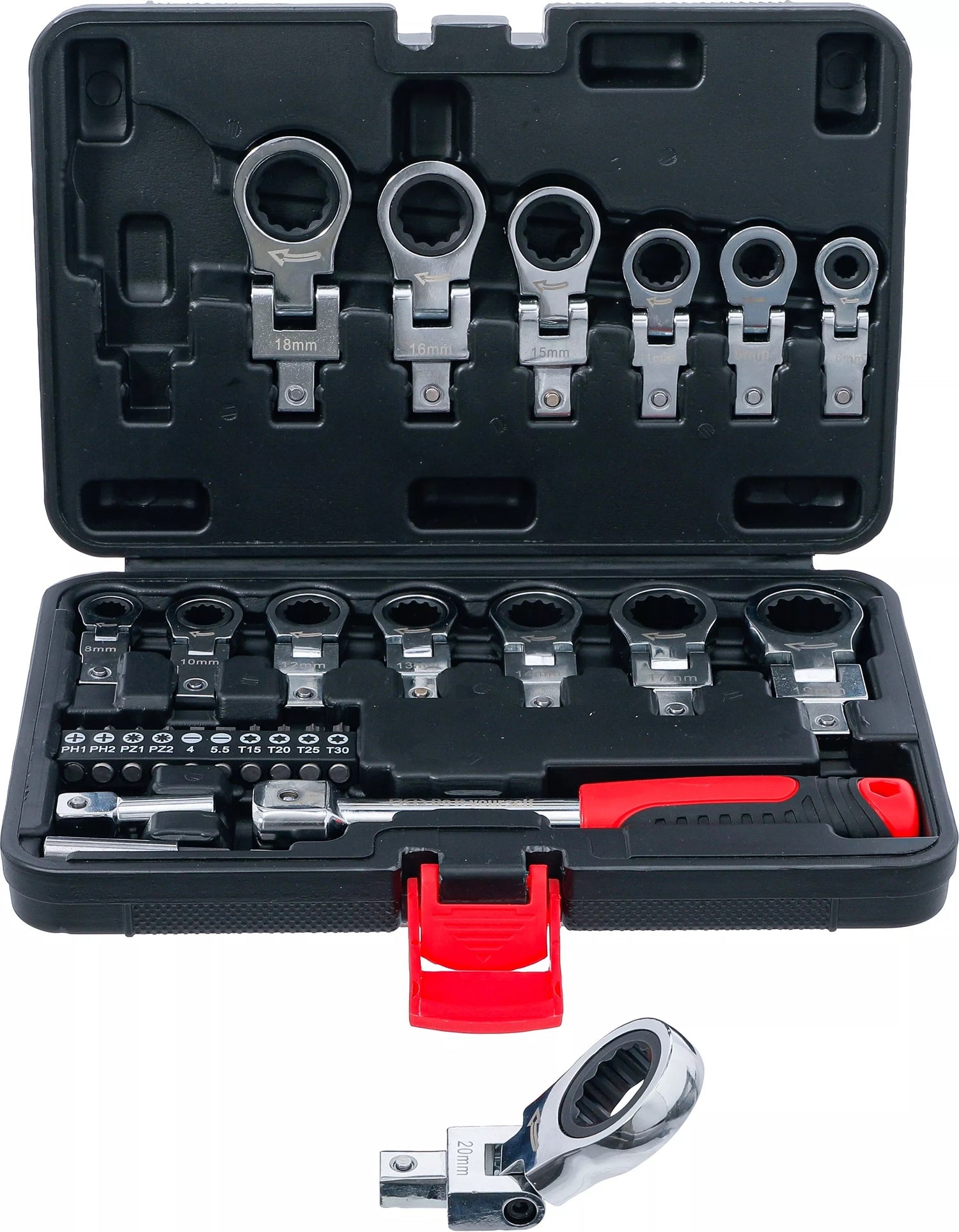 BGS DIY 84529 Satz Einsteck Ratschenringschlüssel Bitsatz 6-20mm 27 teilig