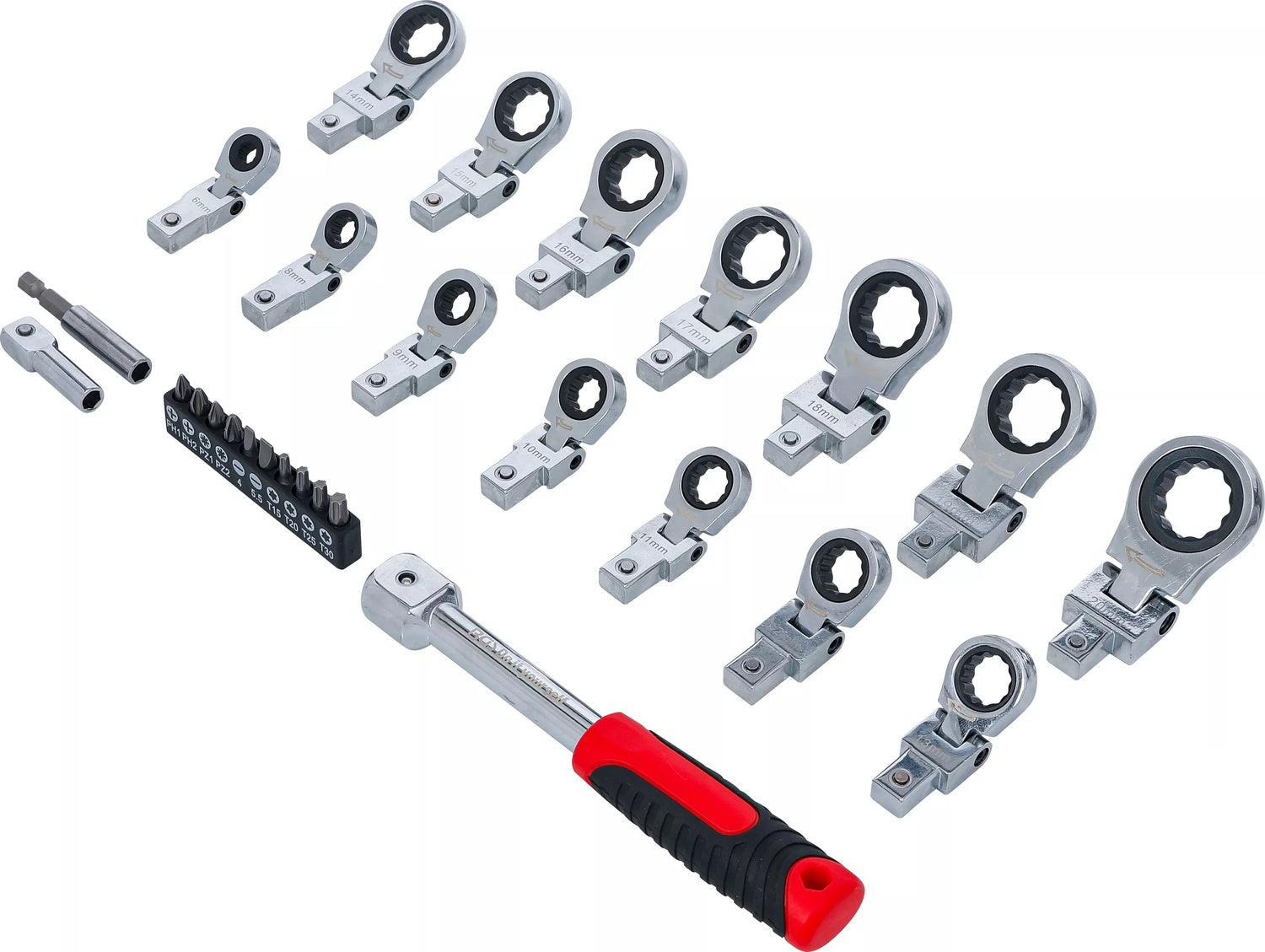 BGS DIY 84529 Satz Einsteck Ratschenringschlüssel Bitsatz 6-20mm 27 teilig