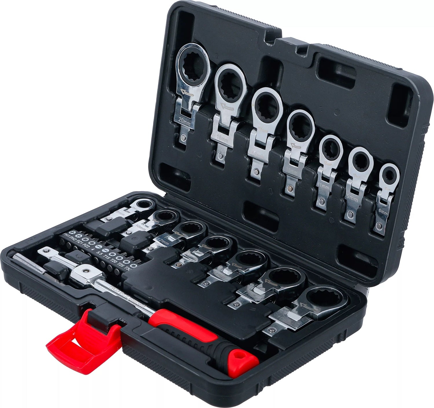 BGS DIY 84529 Satz Einsteck Ratschenringschlüssel Bitsatz 6-20mm 27 teilig