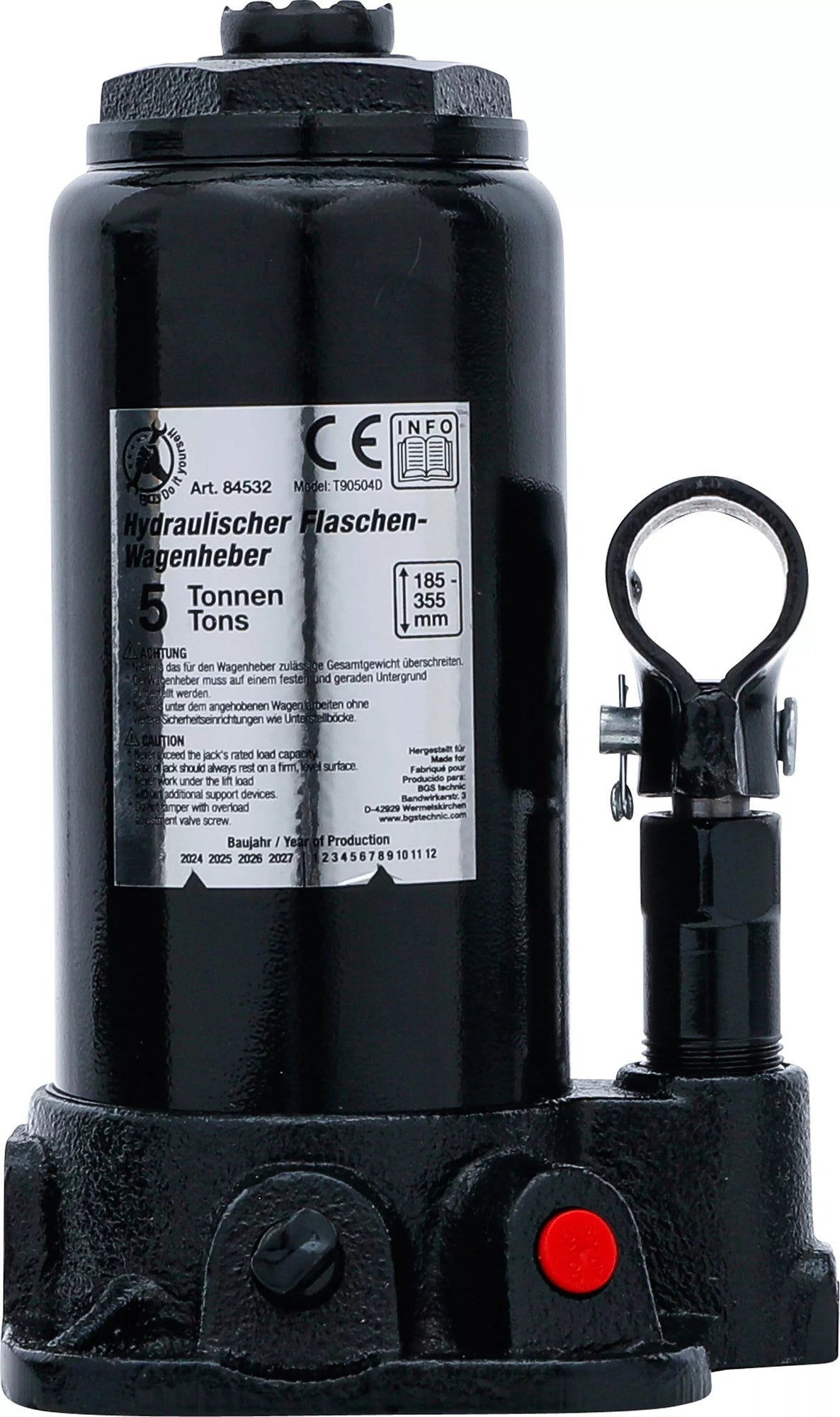 BGS DIY 84532 Hydraulischer Flaschen Wagenheber Flaschenheber 5 Tonnen