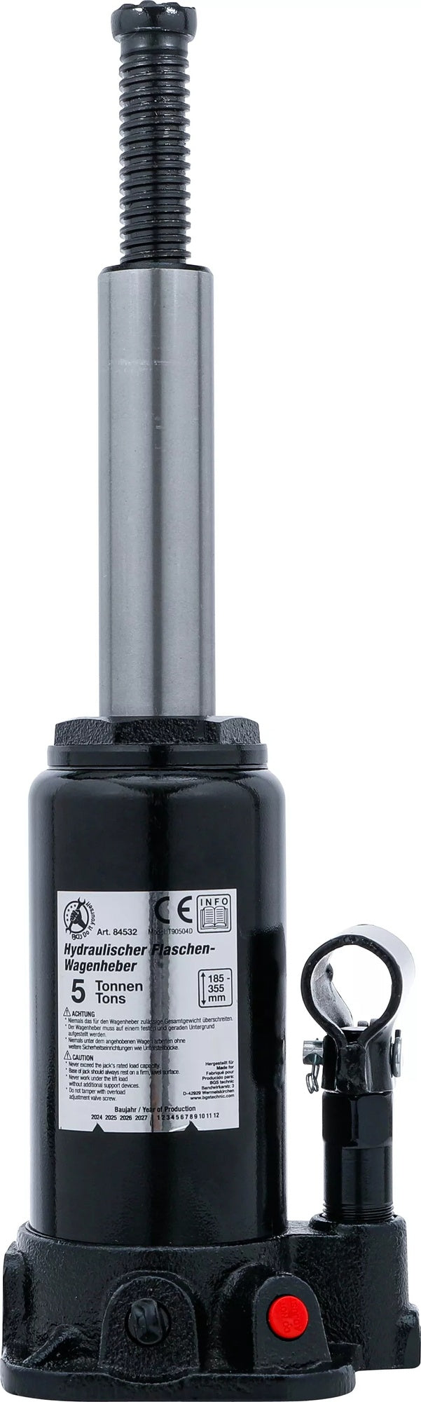 BGS DIY 84532 Hydraulischer Flaschen Wagenheber Flaschenheber 5 Tonnen