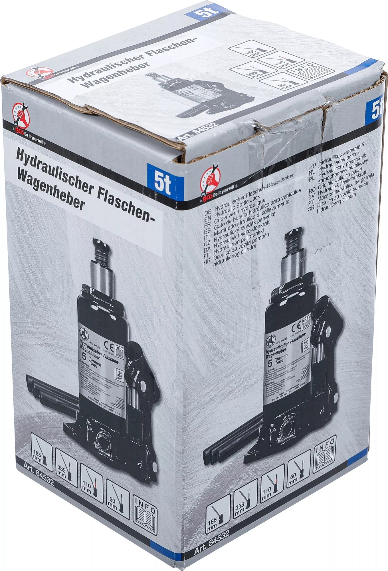 BGS DIY 84532 Hydraulischer Flaschen Wagenheber Flaschenheber 5 Tonnen