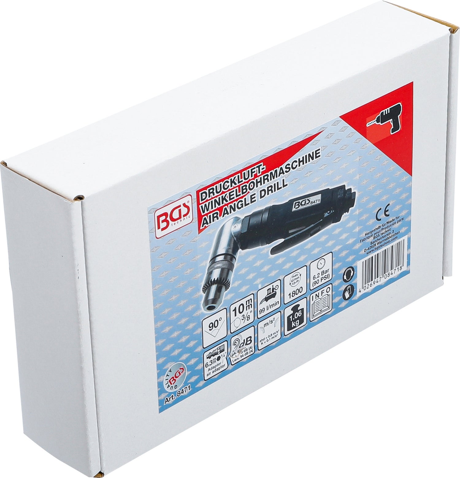 BGS 8471 Druckluft Winkelbohrmaschine mit 10mm Bohrfutter