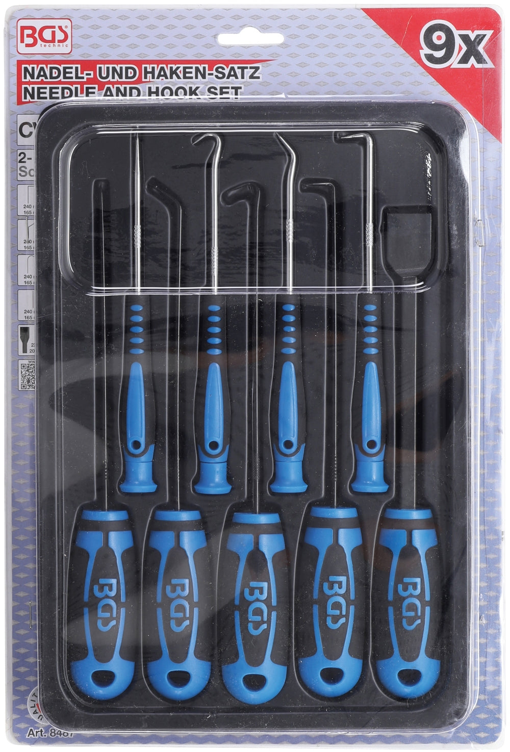 BGS 8487 Satz Nadeln Haken Schaber 9 teilig