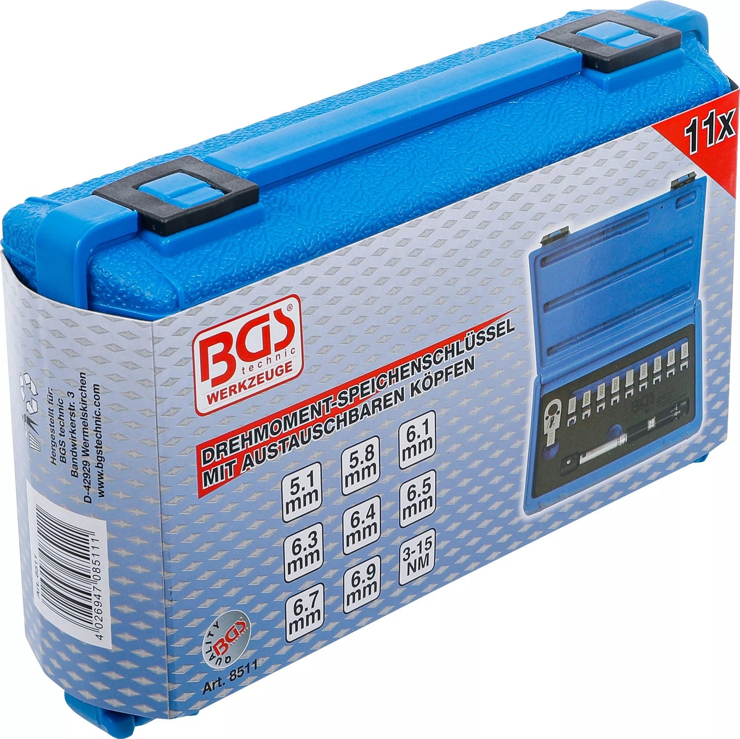 BGS 8511 Drehmomentschlüssel 3-19Nm speziell für Speichen mit austauschbaren Köpfen