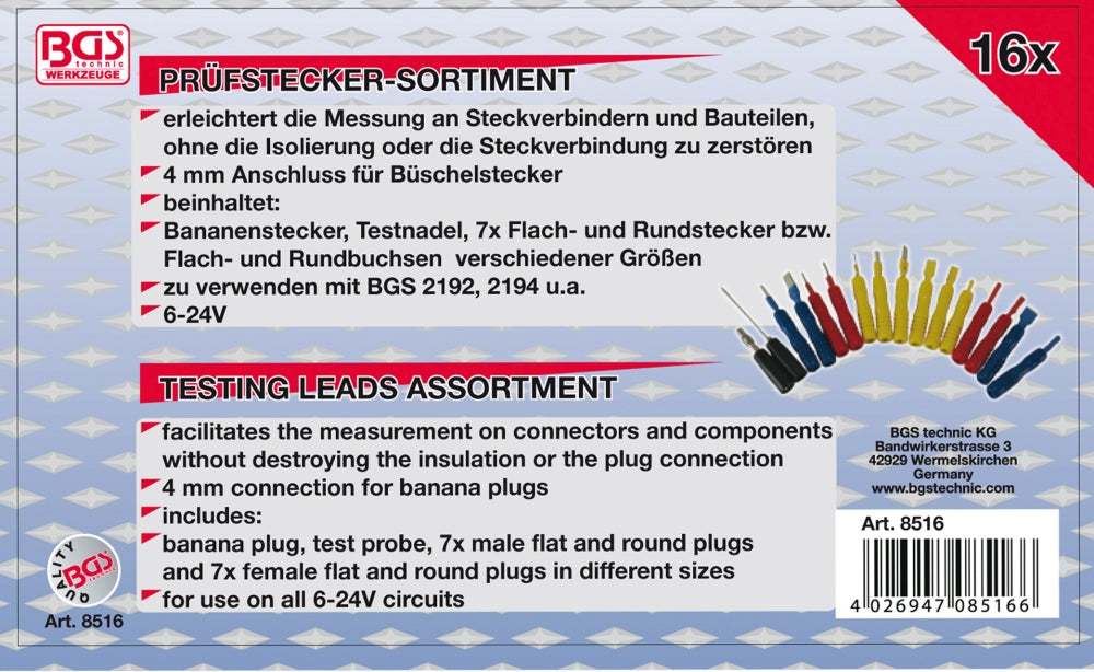 BGS 8516 Sortiment Prüfspitzen 16 teilig