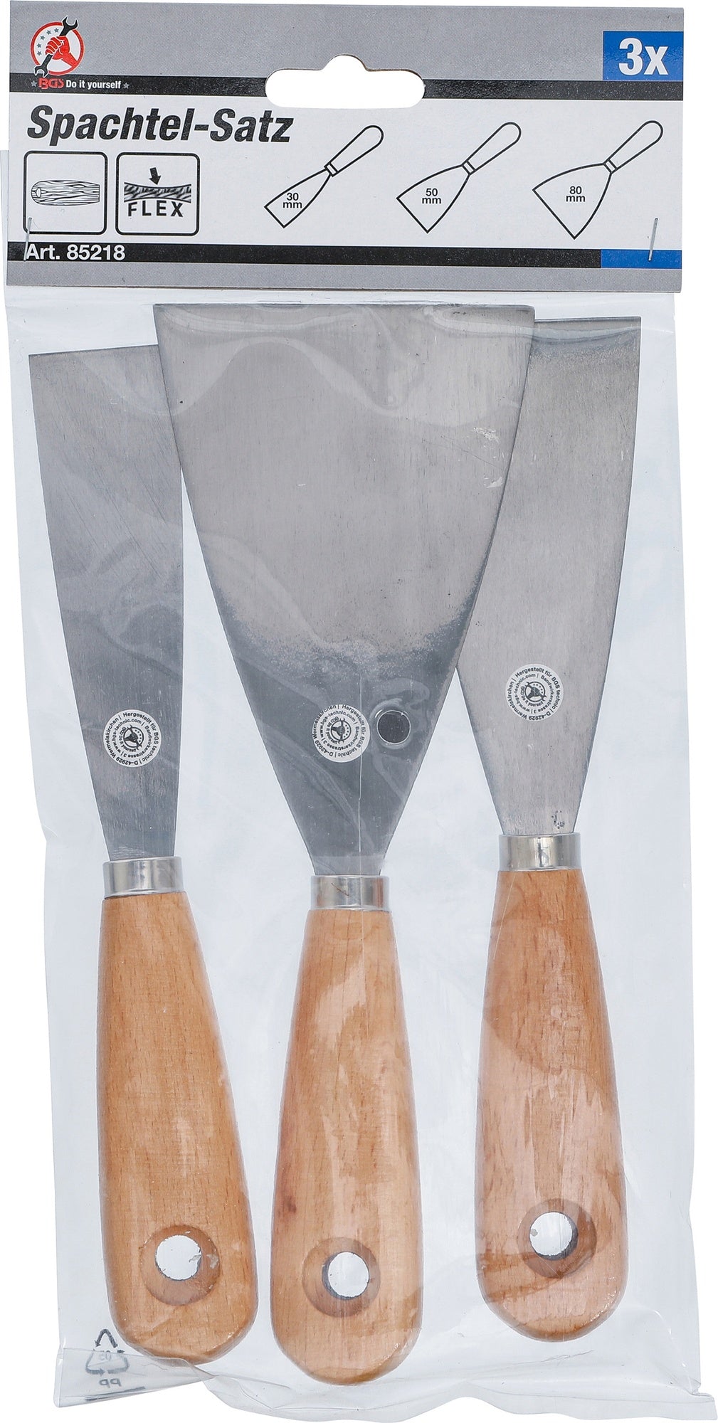 BGS DIY 85218 Satz Spachtel Holzgriff 30mm 50mm 80mm 3 teilig