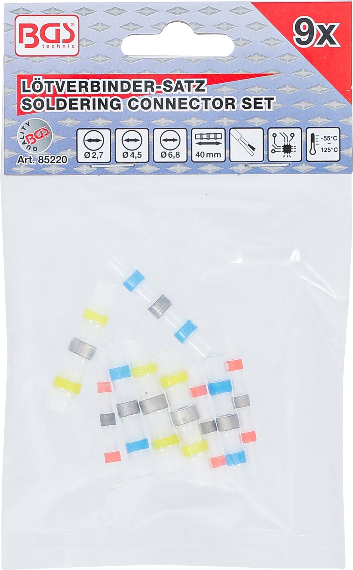 BGS 85220 Satz Lötverbinder mit Schrumpfschlauch 9 teilig