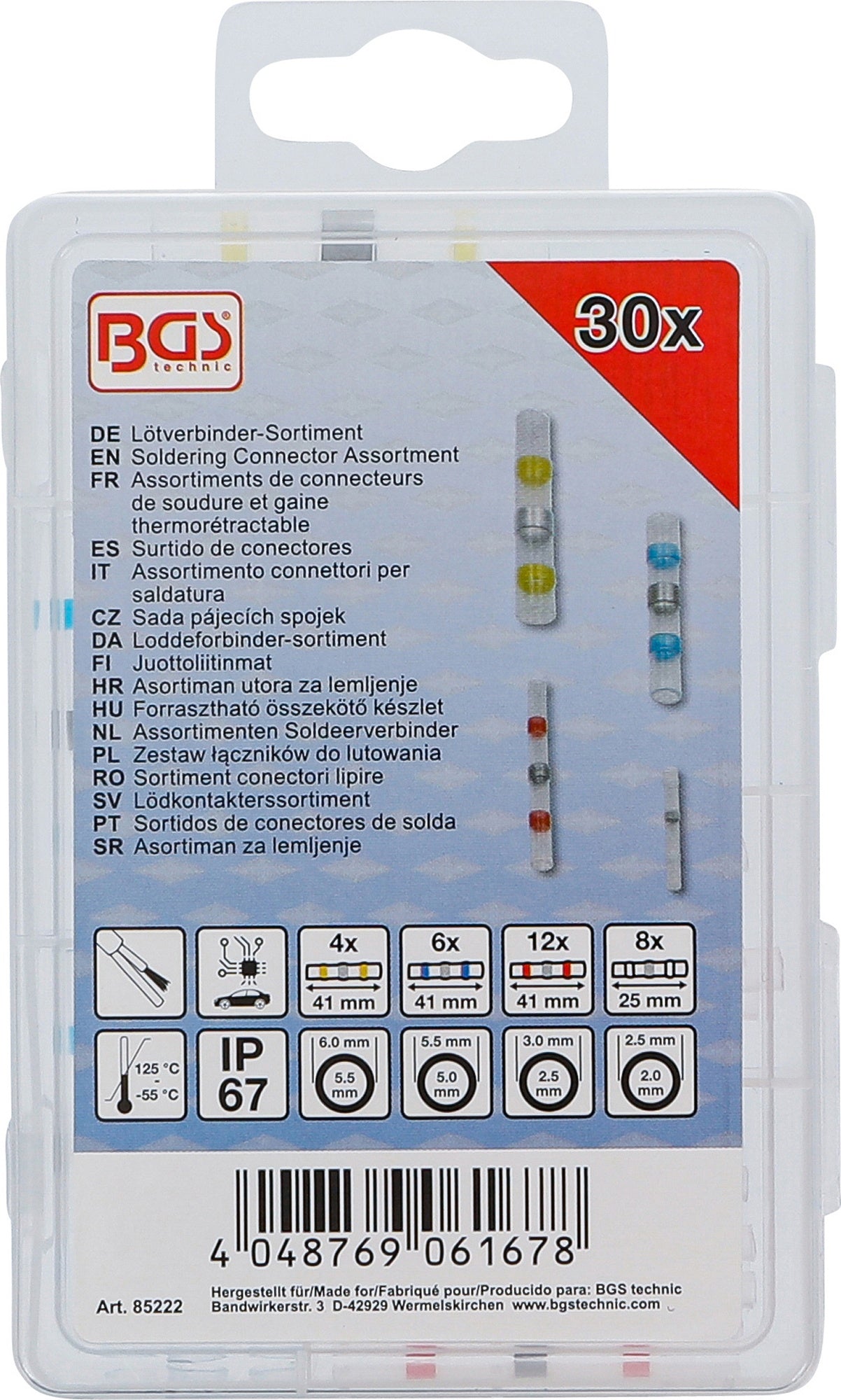 BGS 85222 Sortiment Lötverbinder Kabelverbinder mit Schrumpfschlauch IP67 30 teilig