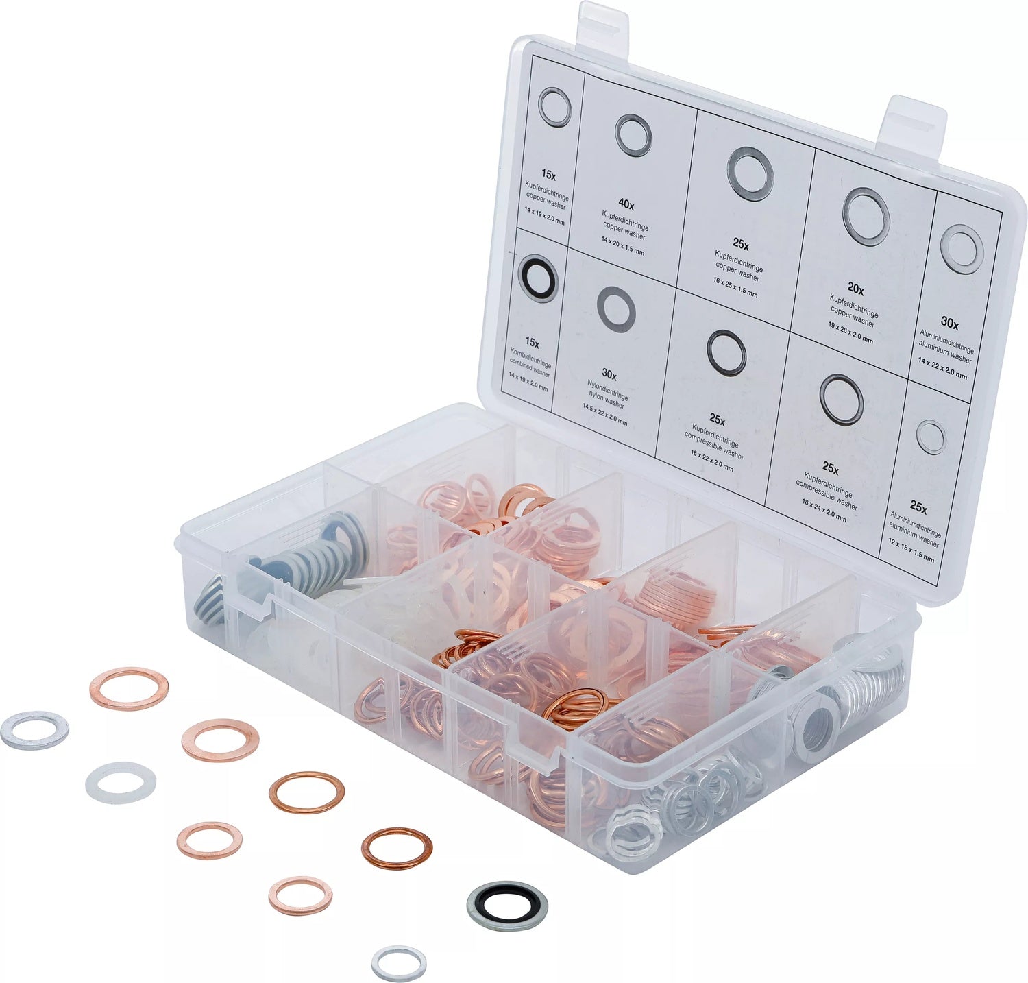 BGS 85225 Sortiment Dichtringe Kupfer Aluminium Nylon 250 teilig