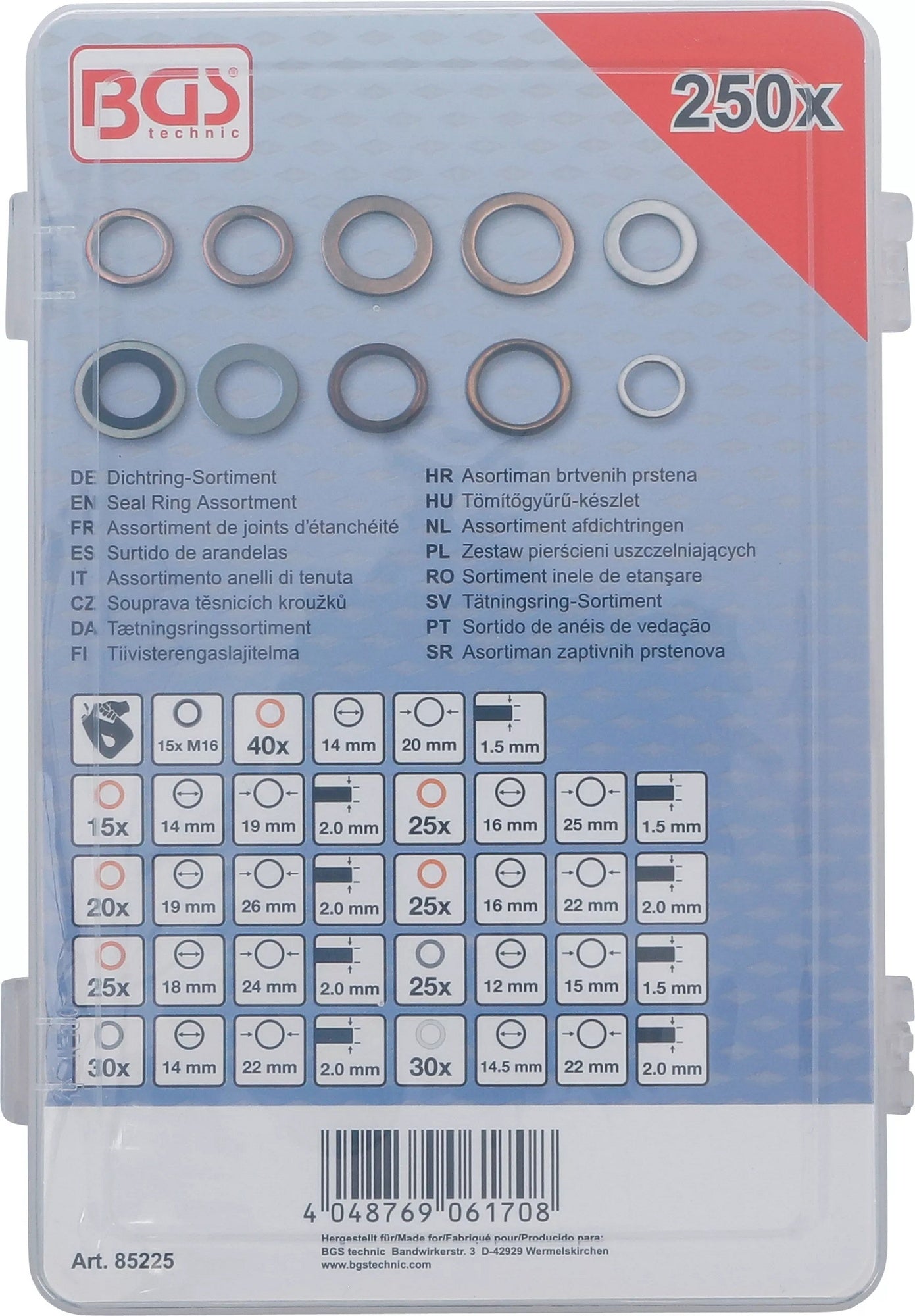 BGS 85225 Sortiment Dichtringe Kupfer Aluminium Nylon 250 teilig